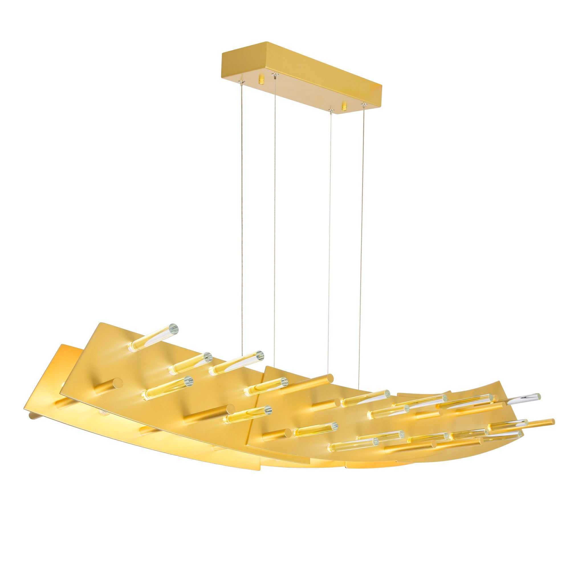 Gondola LED Chandelier With Satin Gold Finish - CWI Lighting