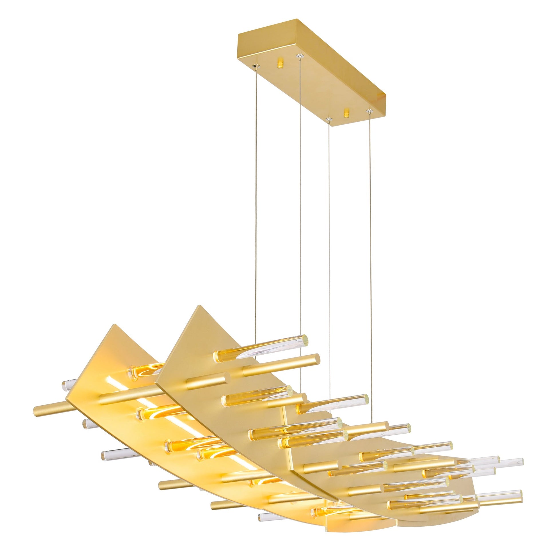 Gondola LED Chandelier With Satin Gold Finish - CWI Lighting