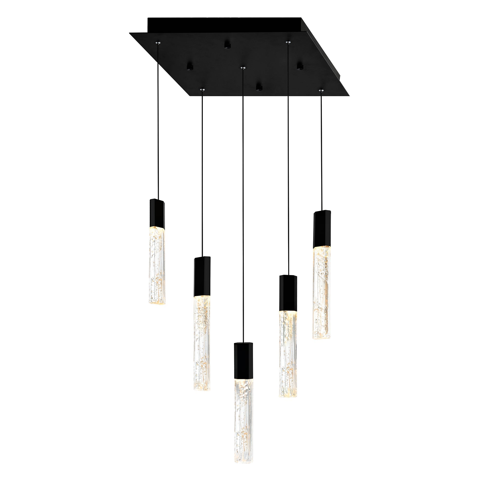Greta Integrated LED 12in Black Mini Pendant with Handcrafted Glass - CWI Lighting