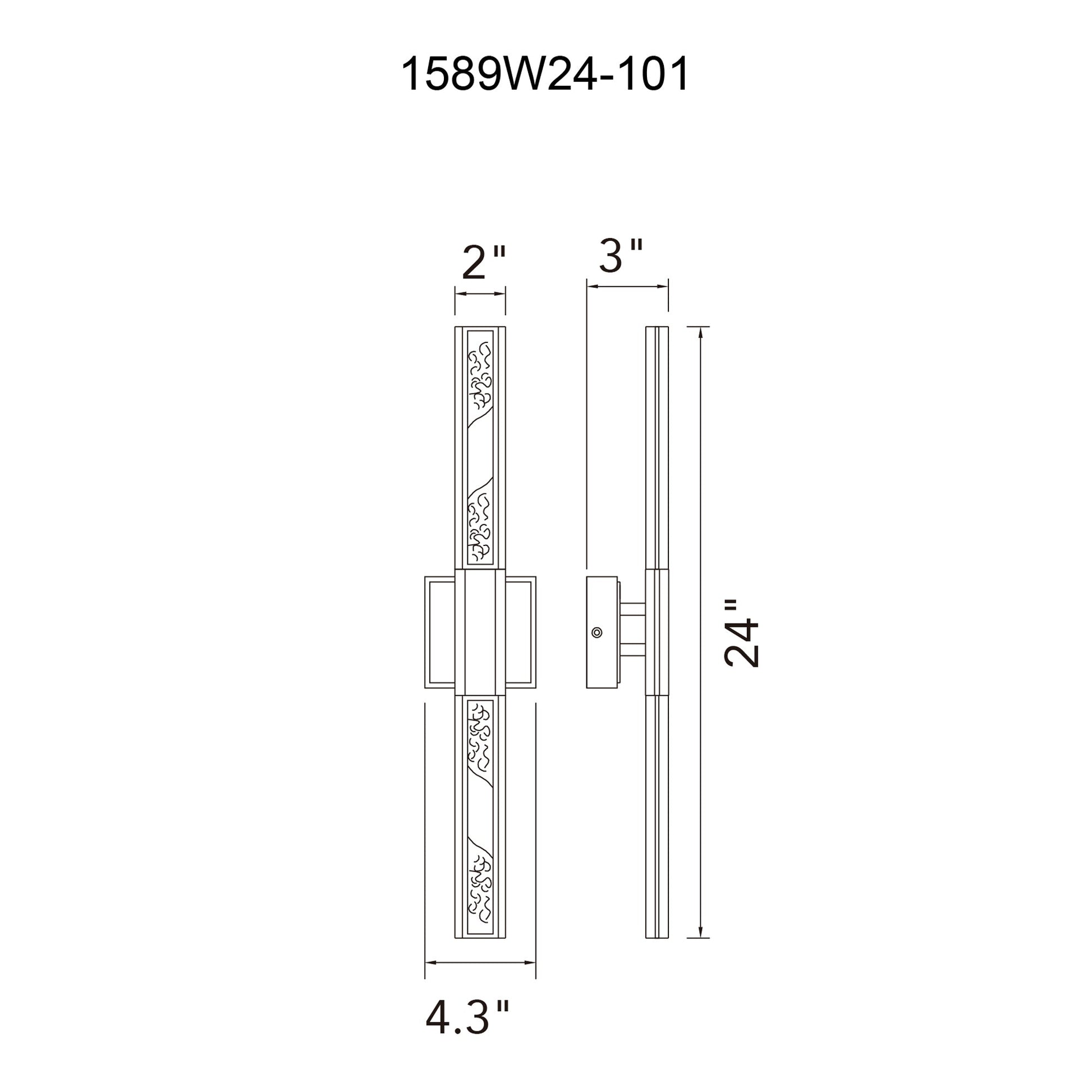Greta Integrated LED 24in Black Vanity Light with Handcrafted Glass - CWI Lighting