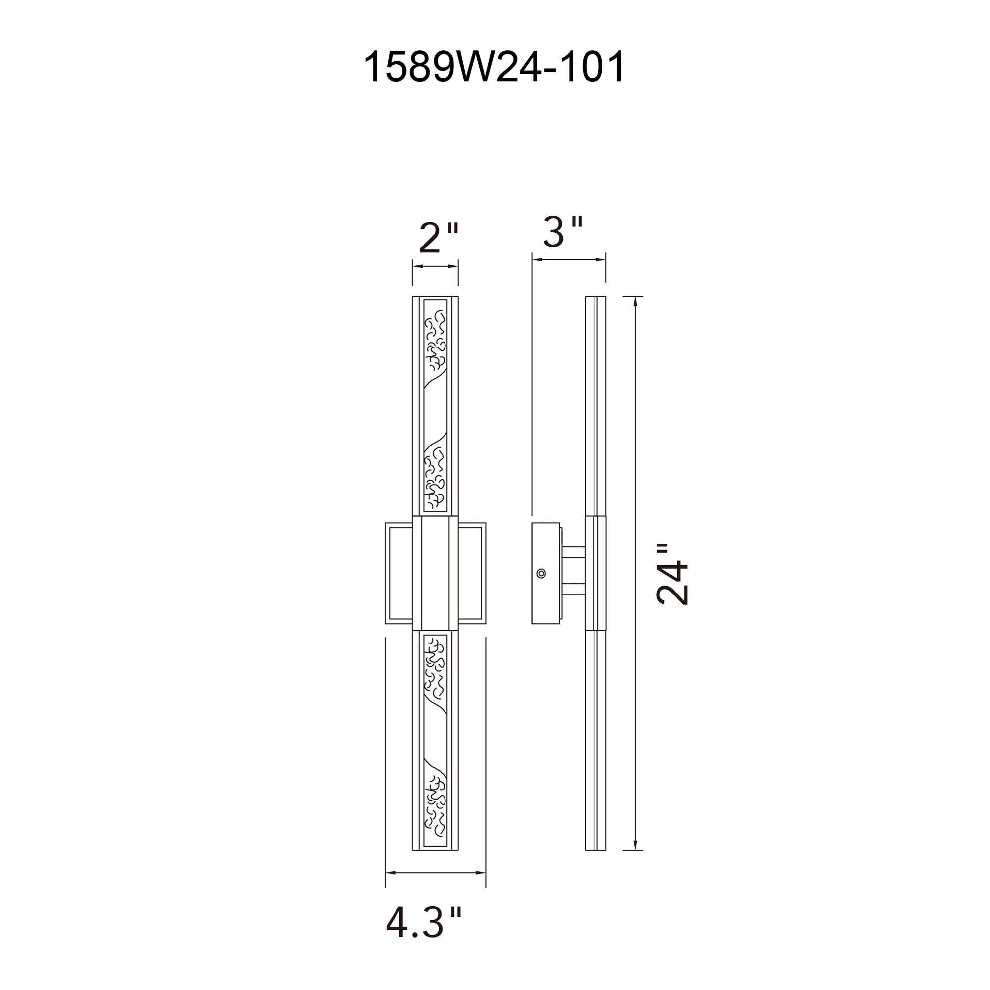 Greta Integrated LED 24in Black Vanity Light with Handcrafted Glass - CWI Lighting