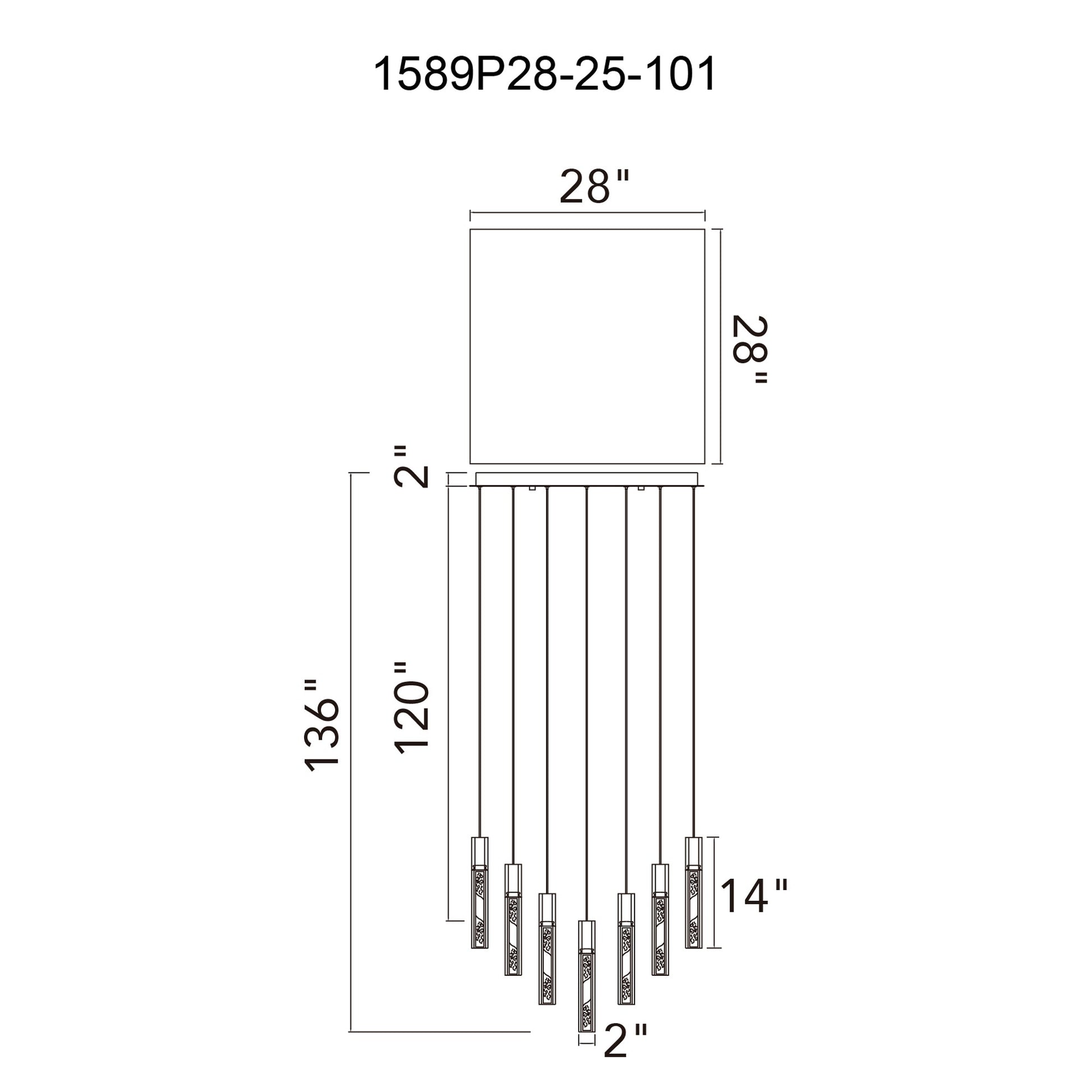 Greta Integrated LED 28in Black Chandelier with Handcrafted Glass - CWI Lighting
