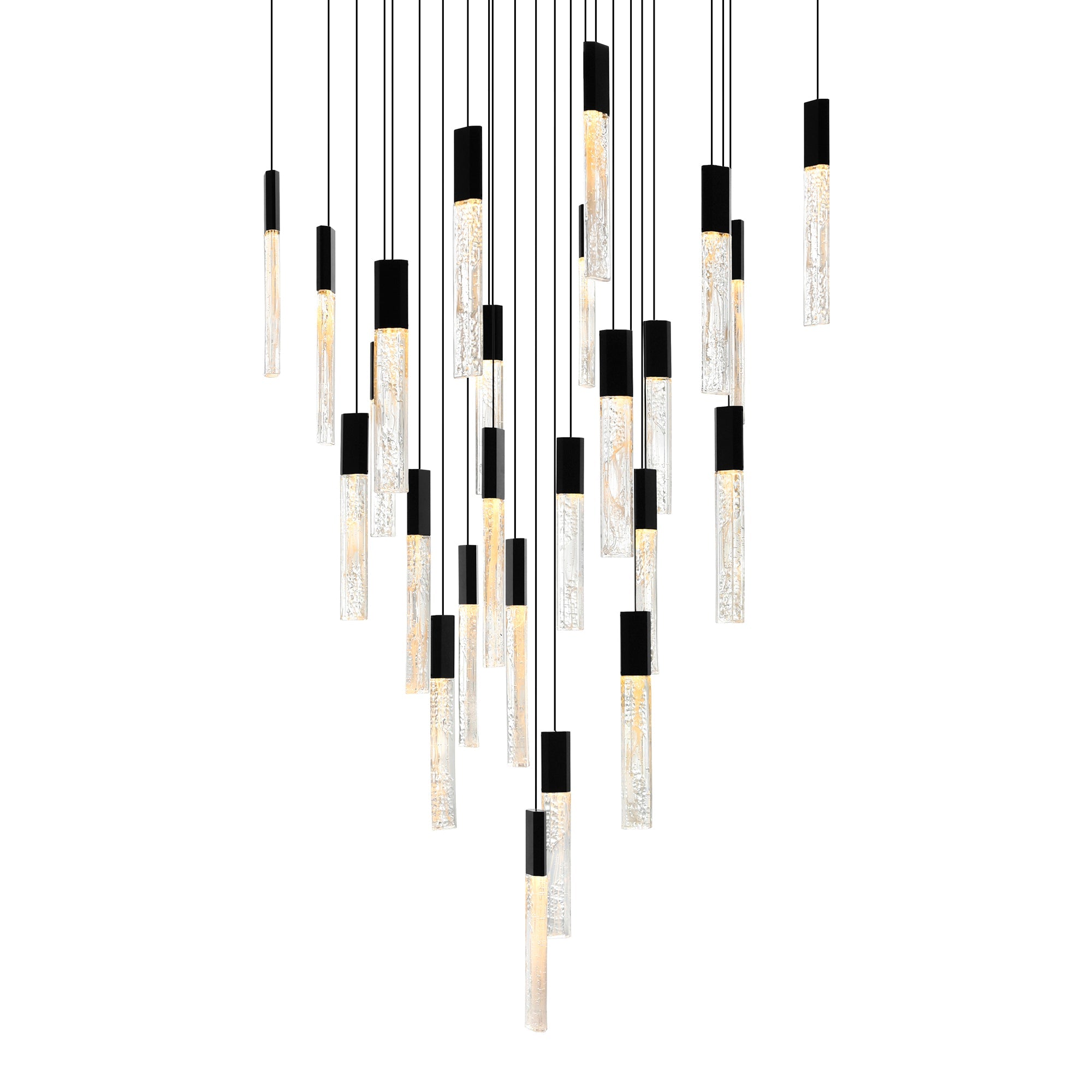 Greta Integrated LED 28in Black Chandelier with Handcrafted Glass - CWI Lighting
