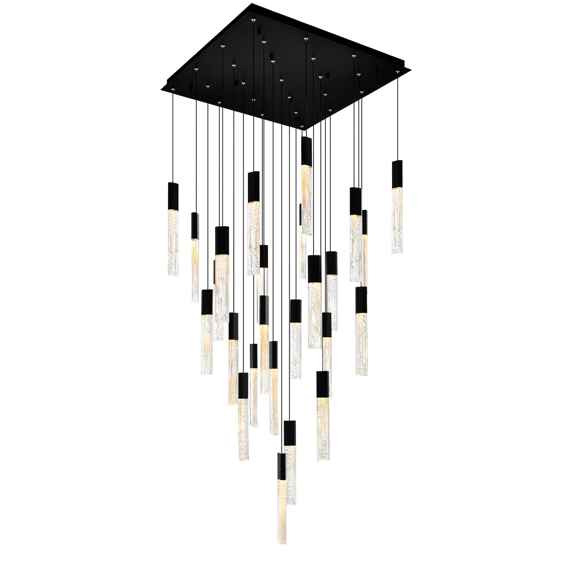 Greta Integrated LED 28in Black Chandelier with Handcrafted Glass - CWI Lighting