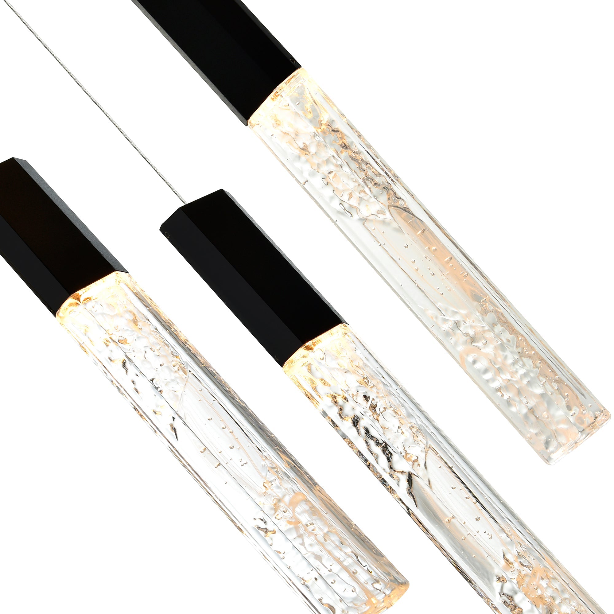 Greta Integrated LED 28in Black Chandelier with Handcrafted Glass - CWI Lighting