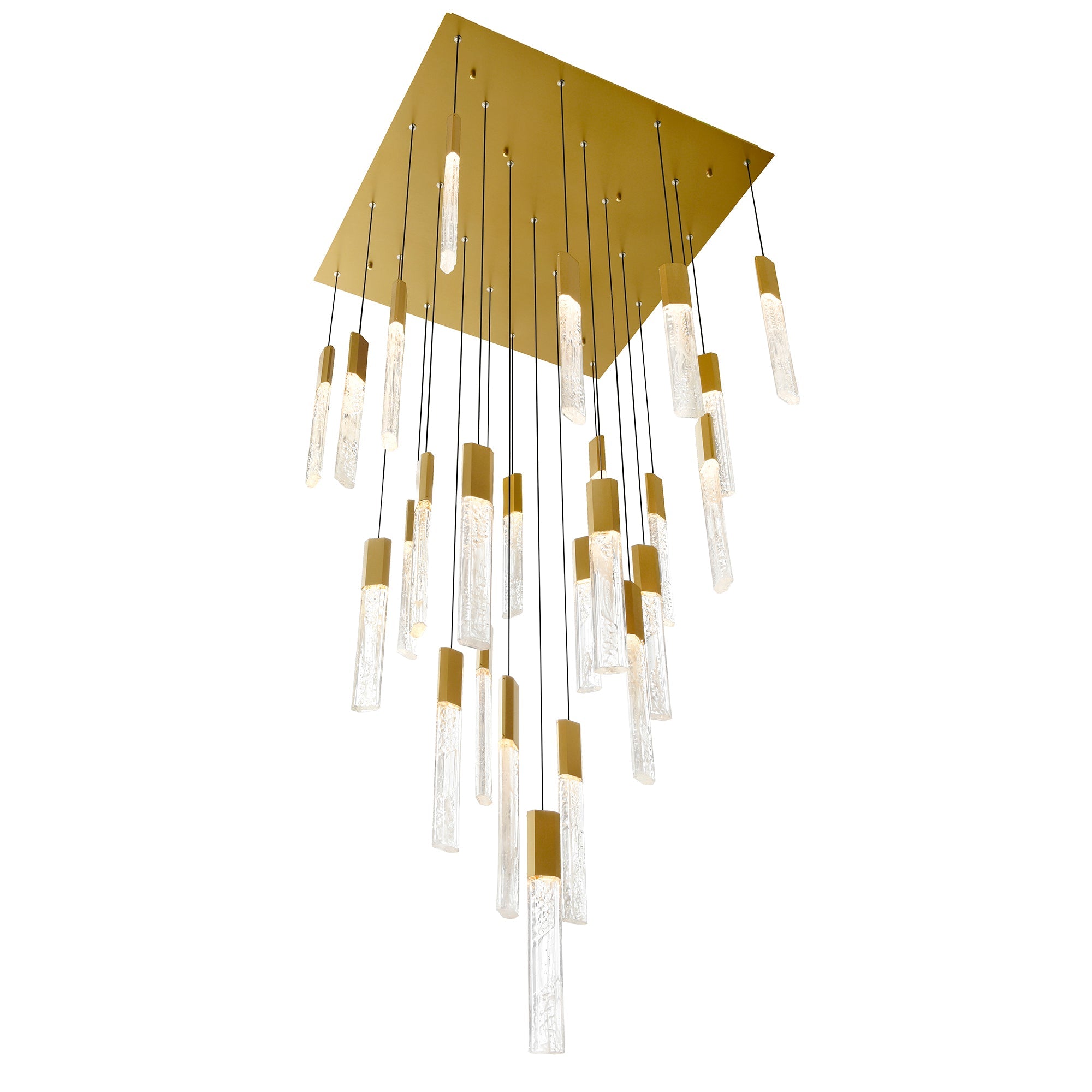 Greta Integrated LED 28in Brass Chandelier with Handcrafted Glass - CWI Lighting