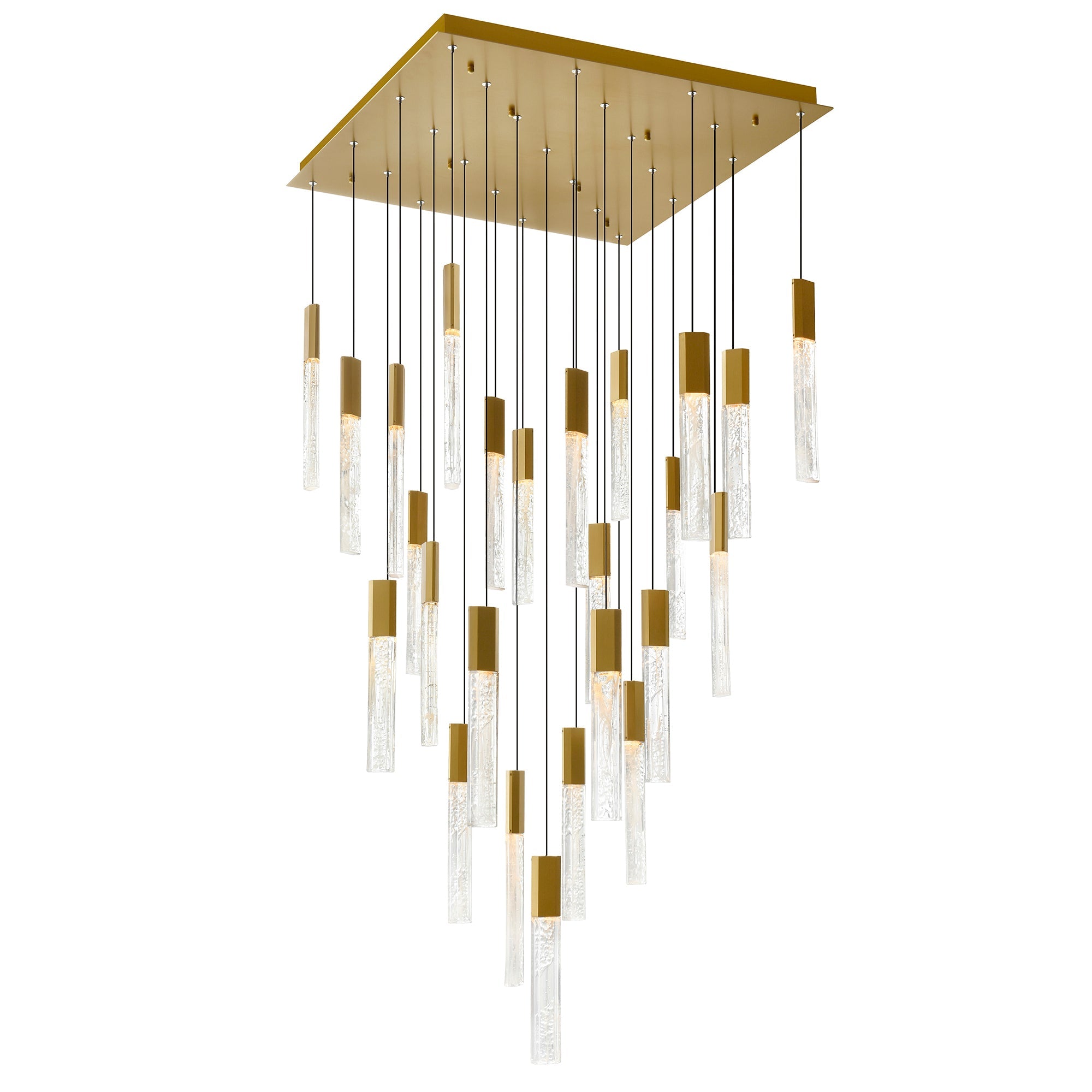 Greta Integrated LED 28in Brass Chandelier with Handcrafted Glass - CWI Lighting