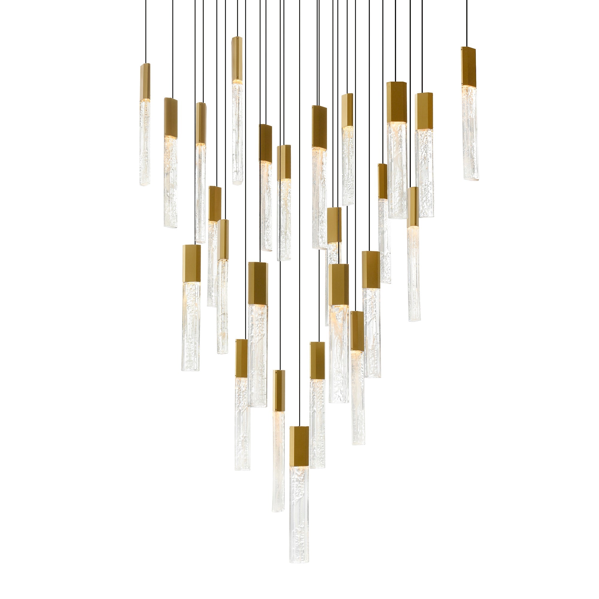 Greta Integrated LED 28in Brass Chandelier with Handcrafted Glass - CWI Lighting