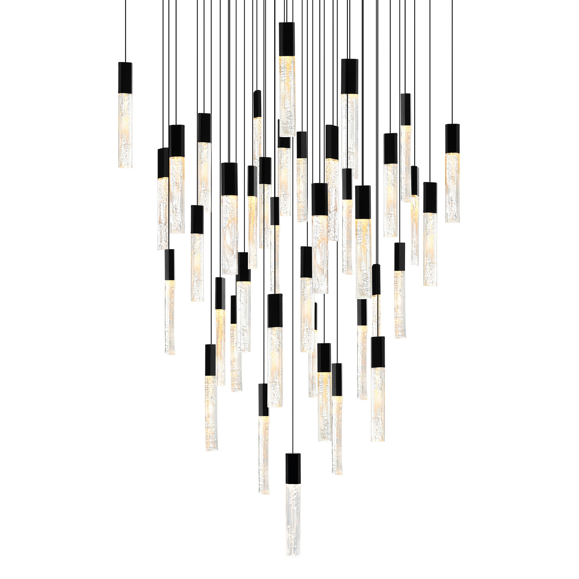 Greta Integrated LED 36in Black Chandelier with Handcrafted Glass - CWI Lighting