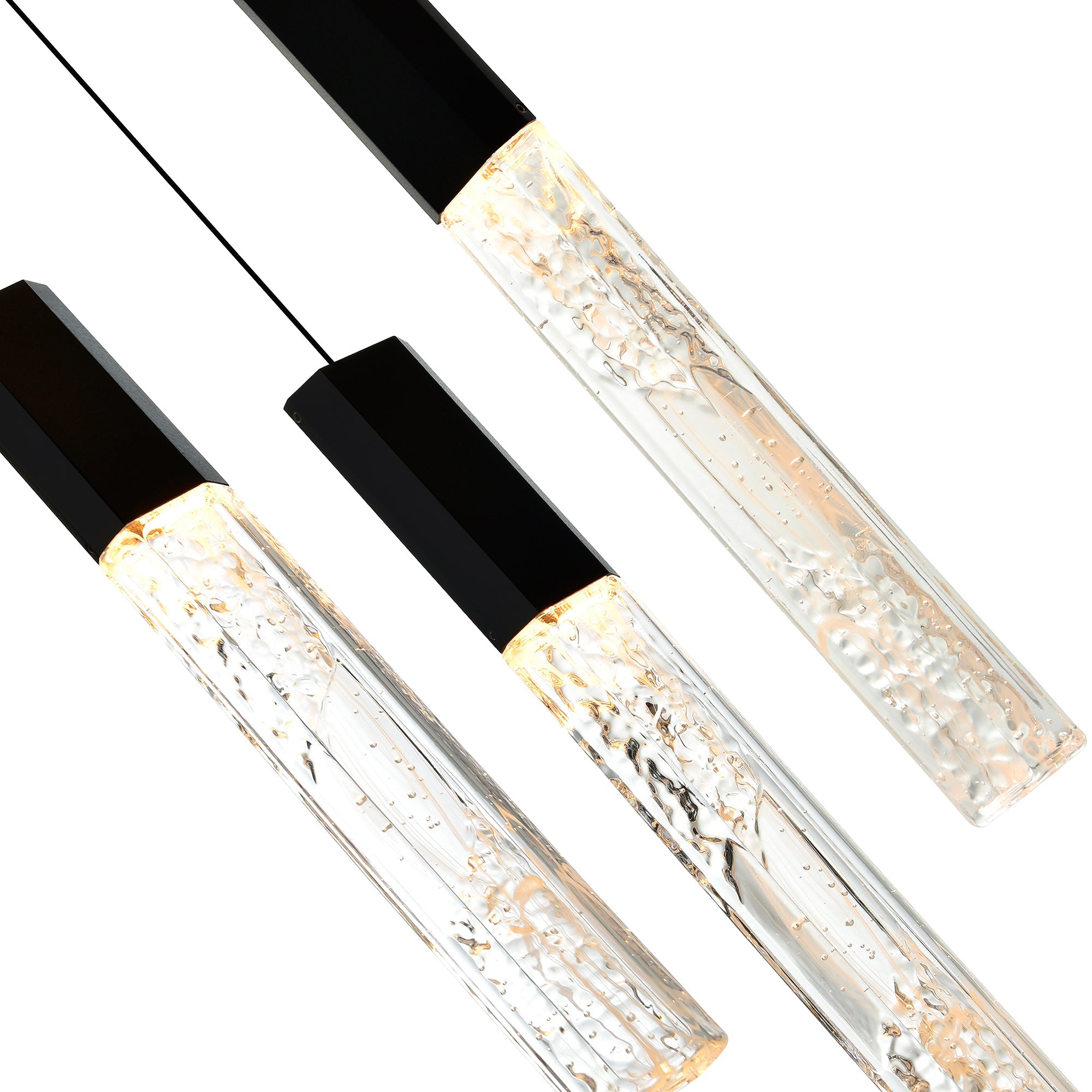 Greta Integrated LED 36in Black Chandelier with Handcrafted Glass - CWI Lighting