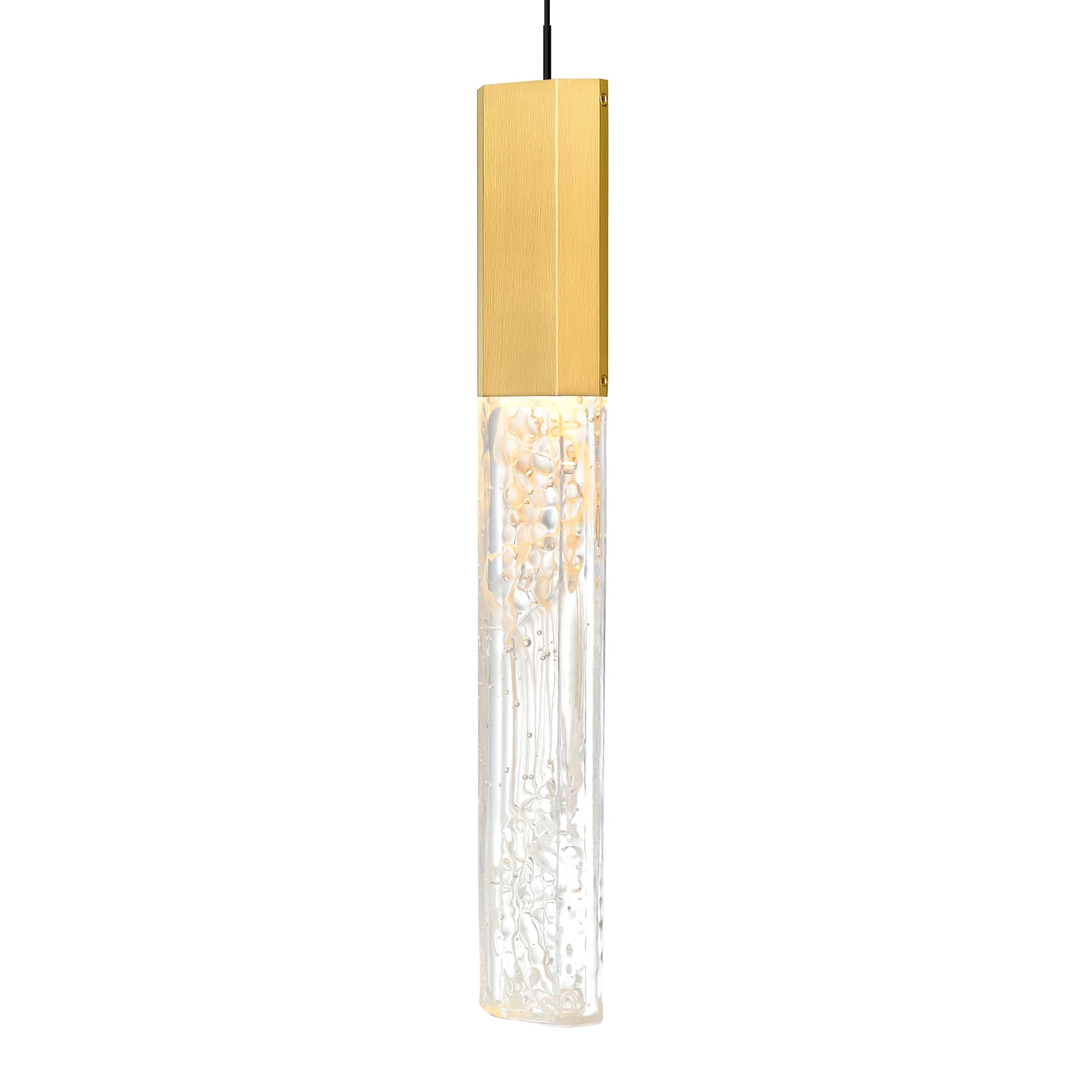 Greta Integrated LED 36in Brass Chandelier with Handcrafted Glass - CWI Lighting