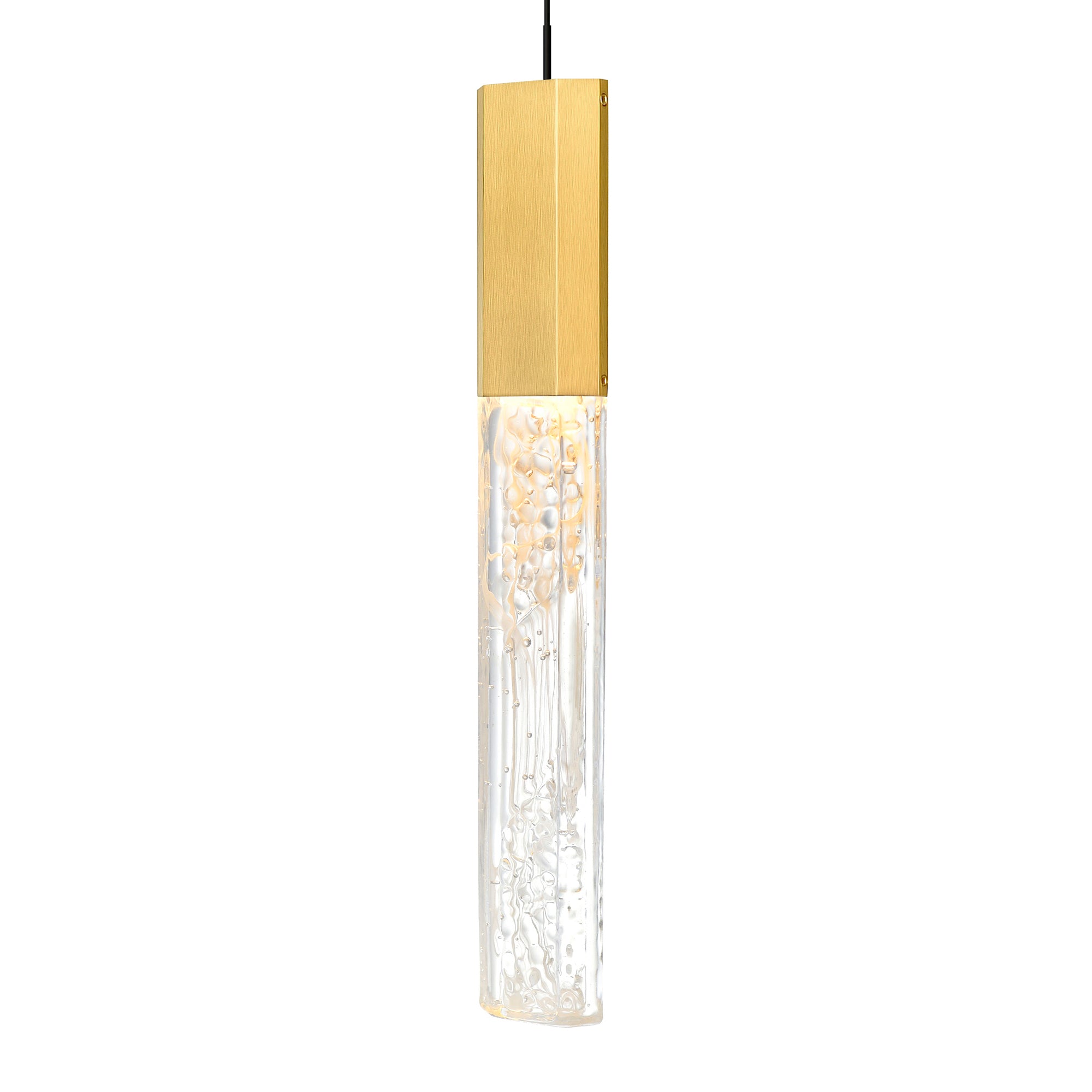 Greta Integrated LED 36in Brass Chandelier with Handcrafted Glass - CWI Lighting
