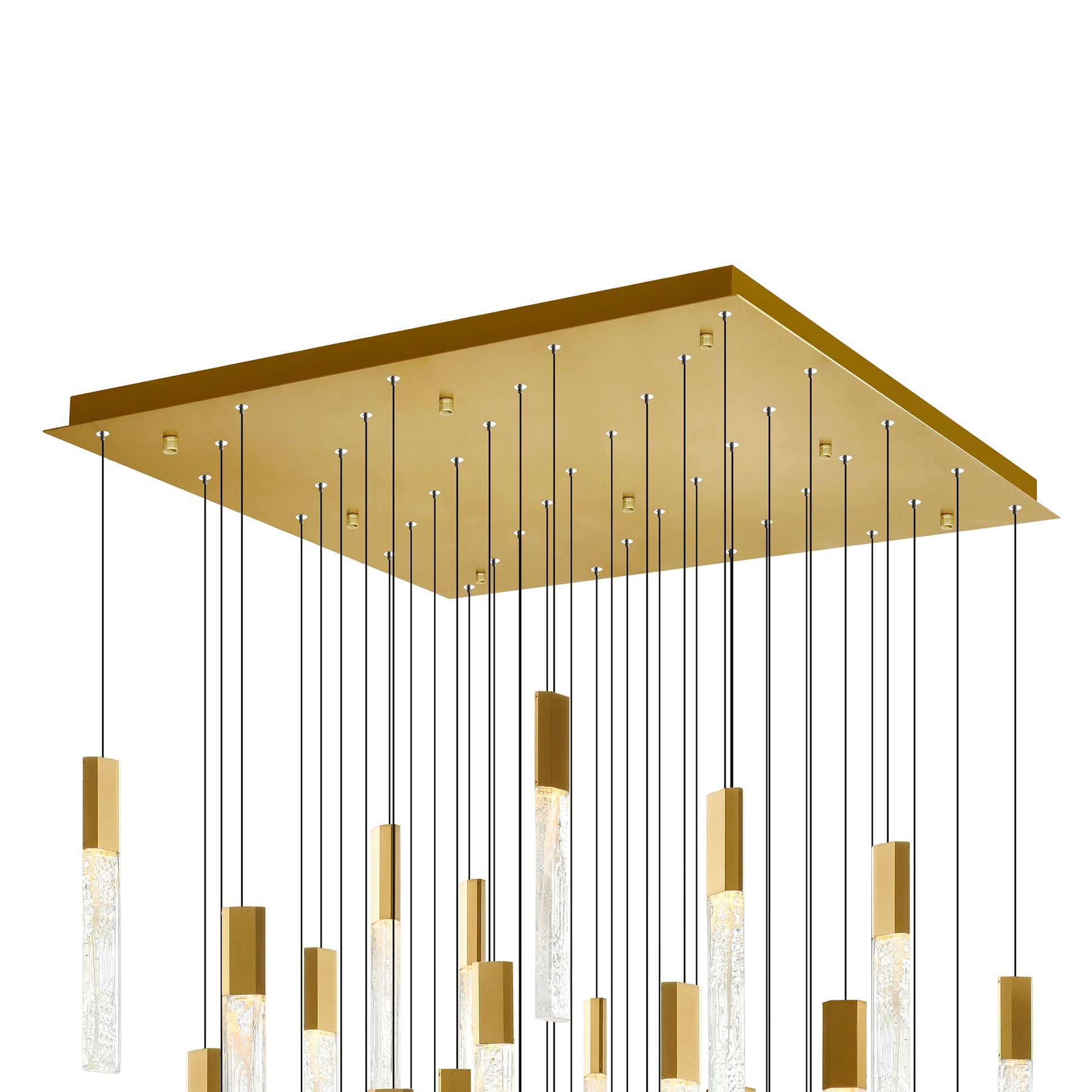 Greta Integrated LED 36in Brass Chandelier with Handcrafted Glass - CWI Lighting