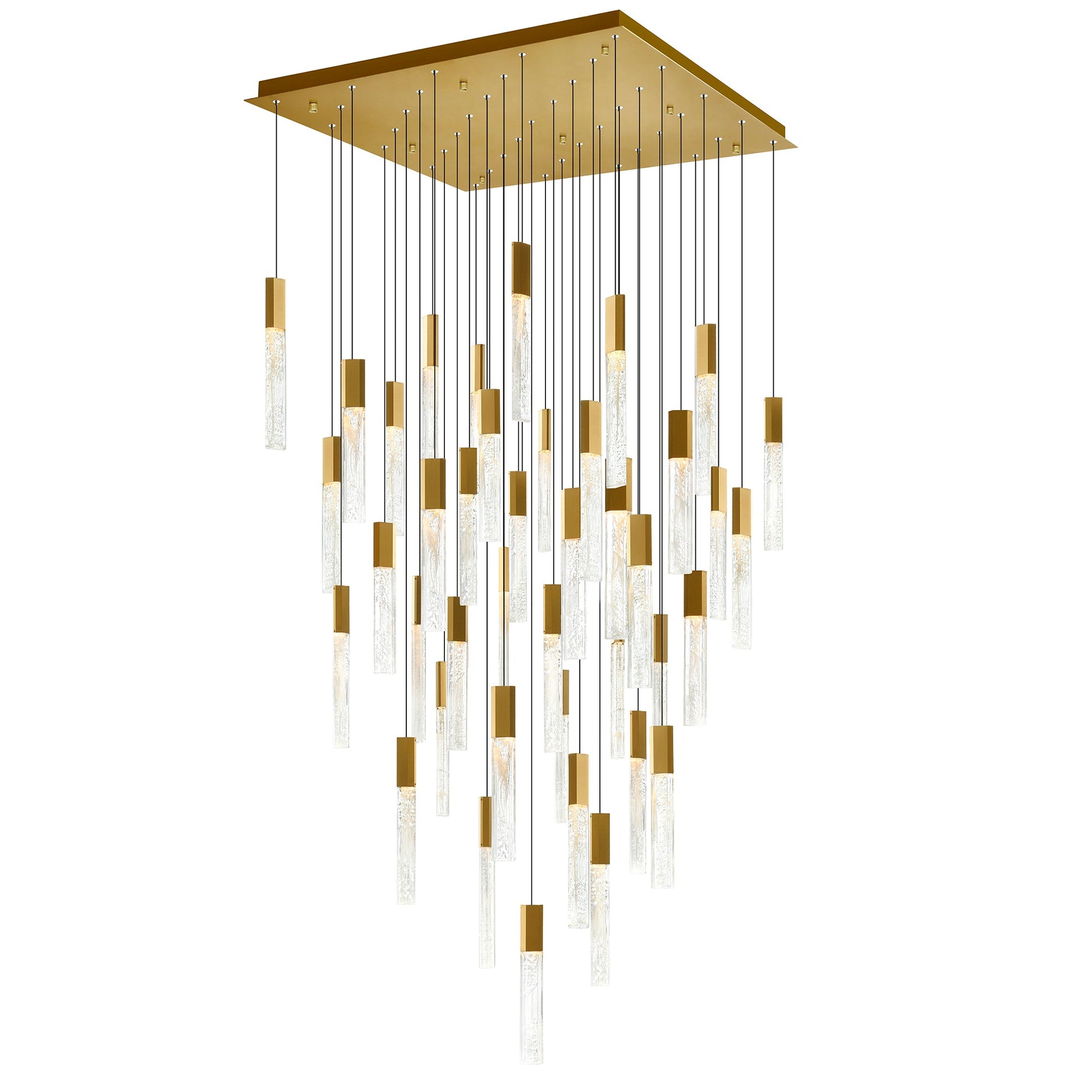 Greta Integrated LED 36in Brass Chandelier with Handcrafted Glass - CWI Lighting