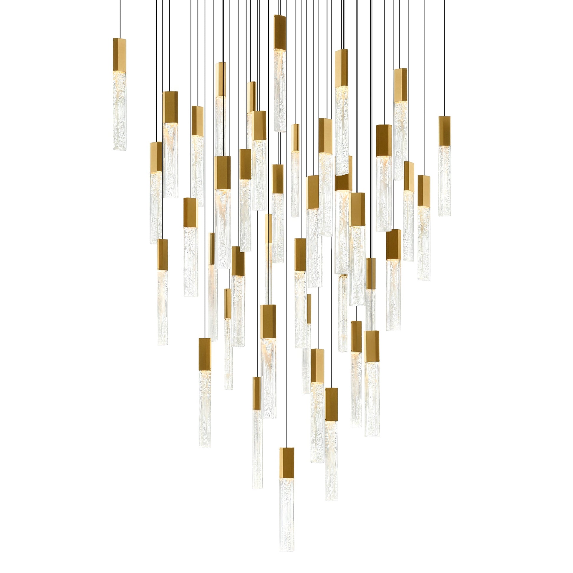 Greta Integrated LED 36in Brass Chandelier with Handcrafted Glass - CWI Lighting