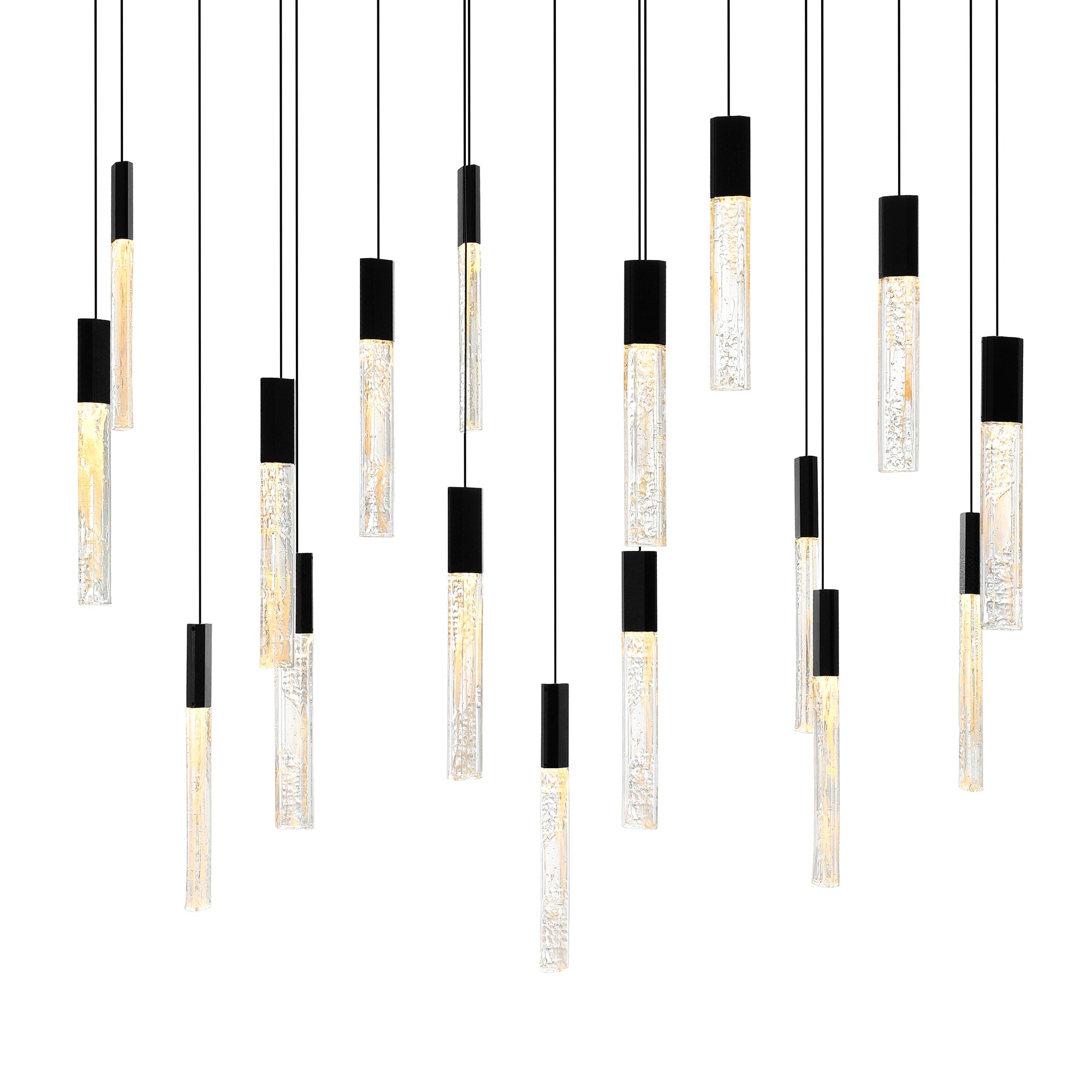 Greta Integrated LED 48in Black Chandelier with Handcrafted Glass - CWI Lighting