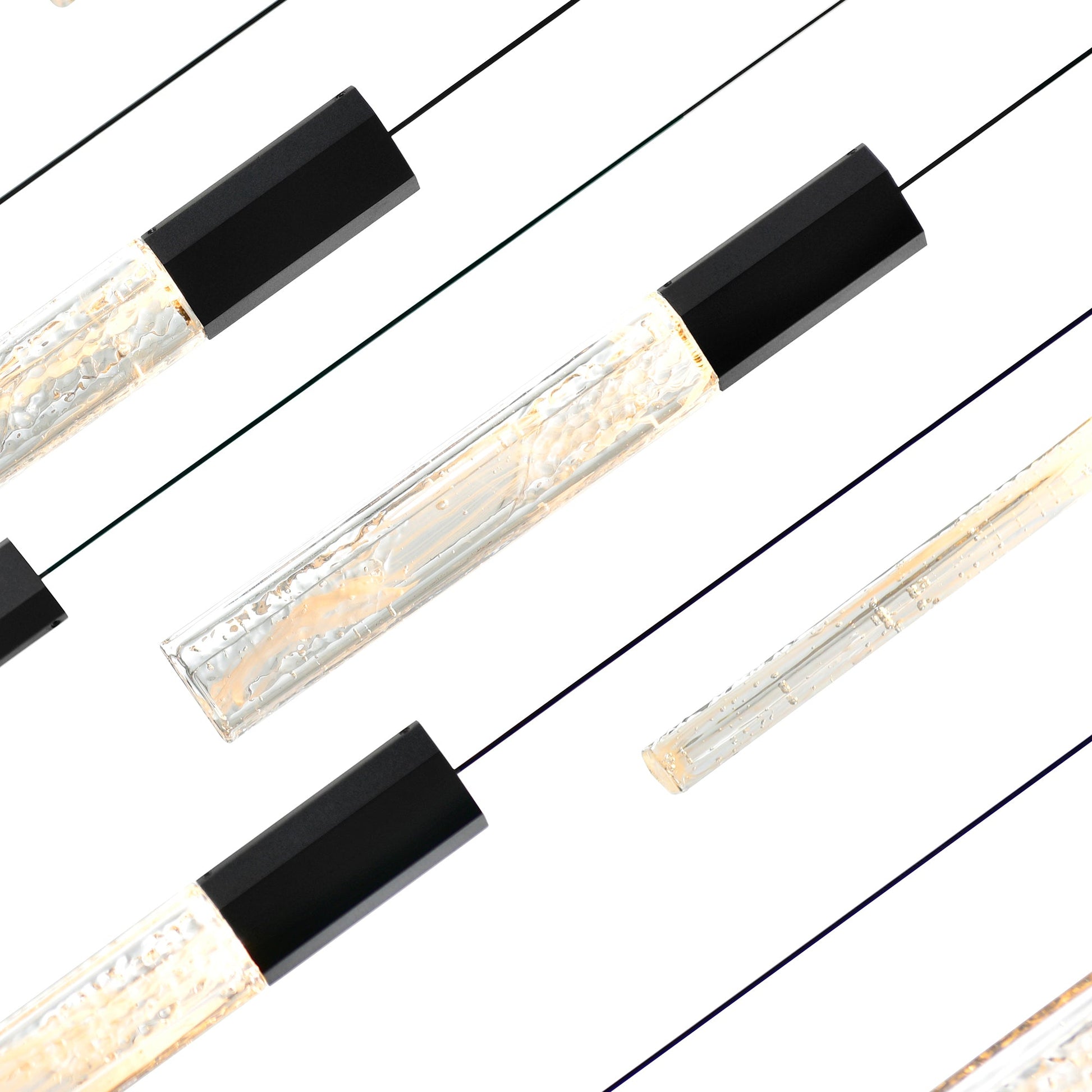 Greta Integrated LED 48in Black Chandelier with Handcrafted Glass - CWI Lighting