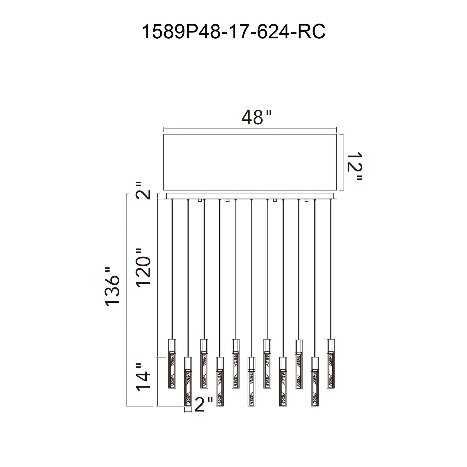 Greta Integrated LED 48in Brass Chandelier with Handcrafted Glass - CWI Lighting