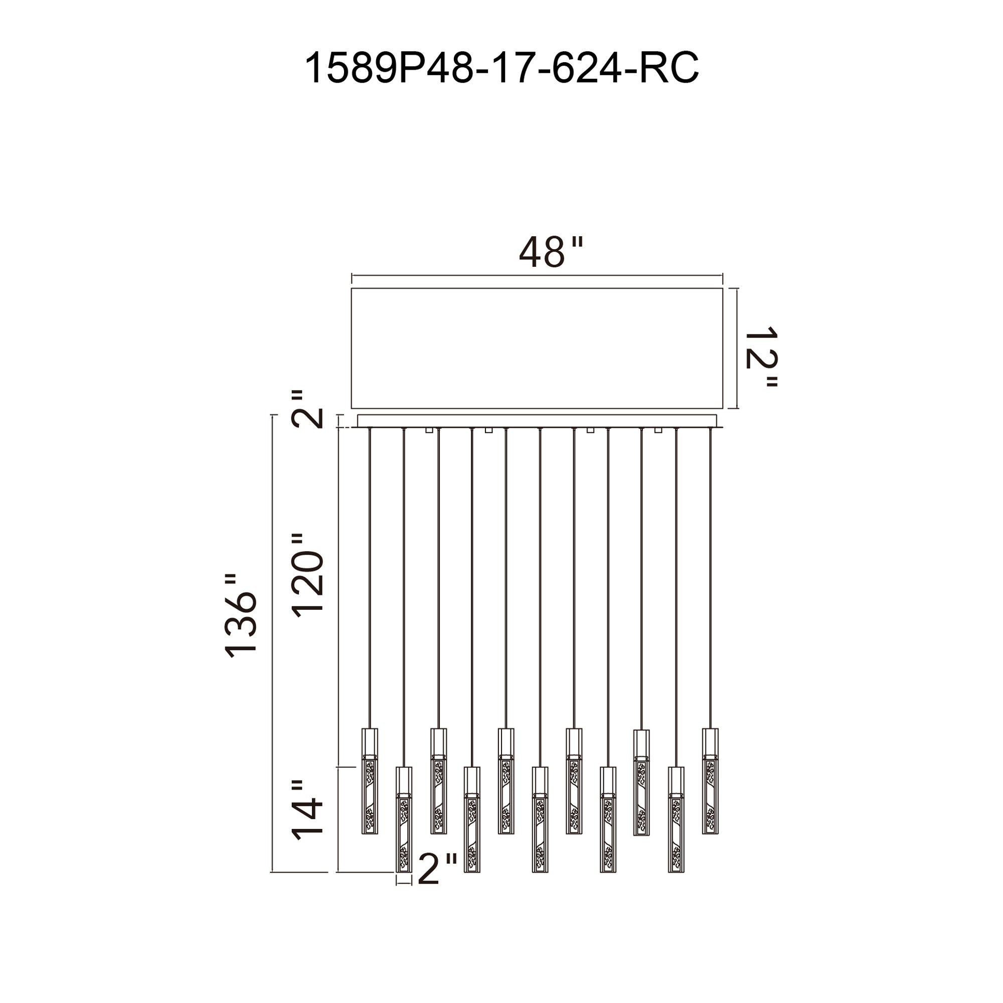 Greta Integrated LED 48in Brass Chandelier with Handcrafted Glass - CWI Lighting