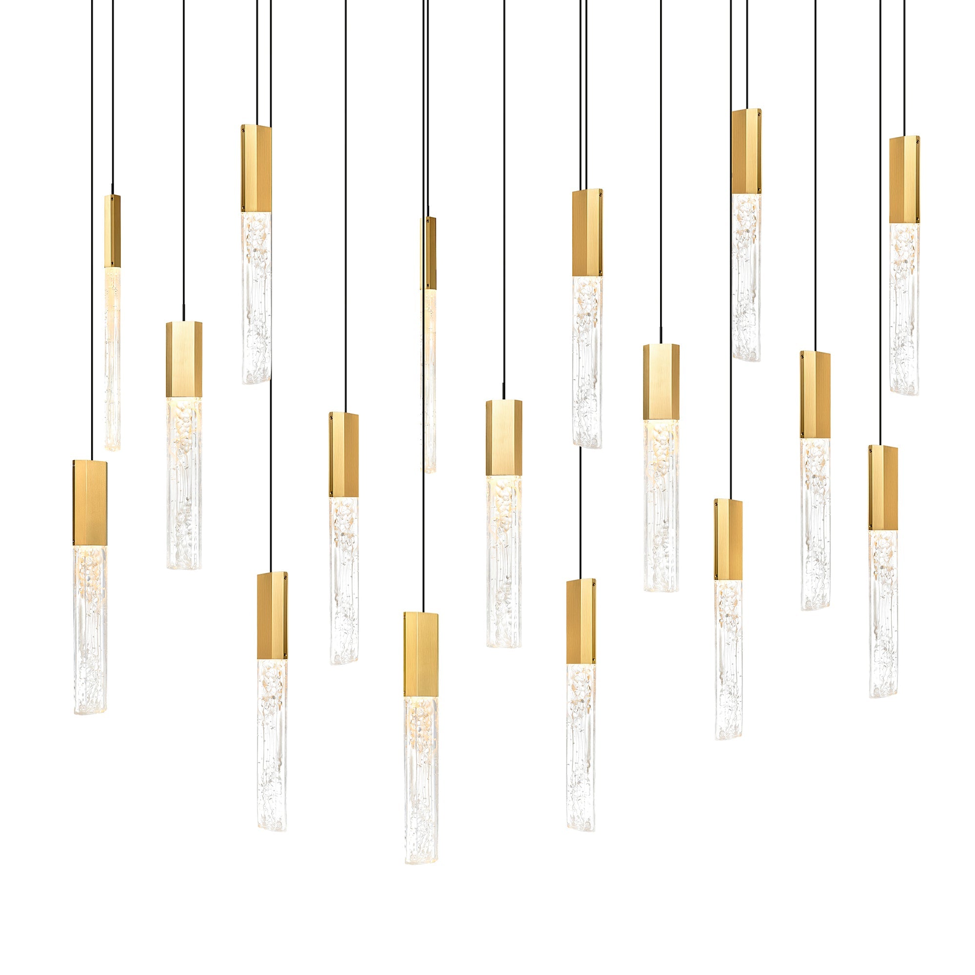 Greta Integrated LED 48in Brass Chandelier with Handcrafted Glass - CWI Lighting