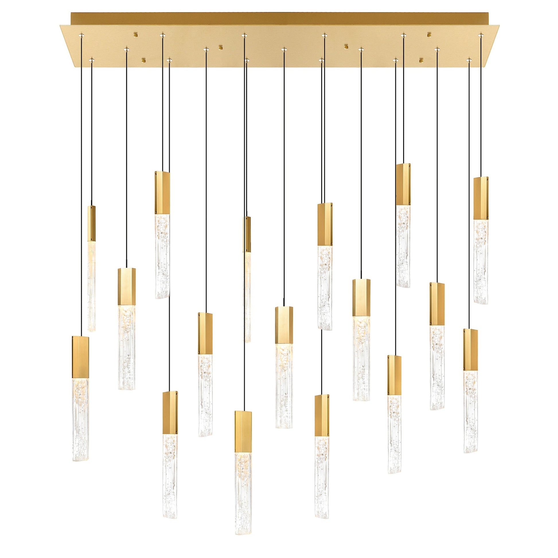 Greta Integrated LED 48in Brass Chandelier with Handcrafted Glass - CWI Lighting