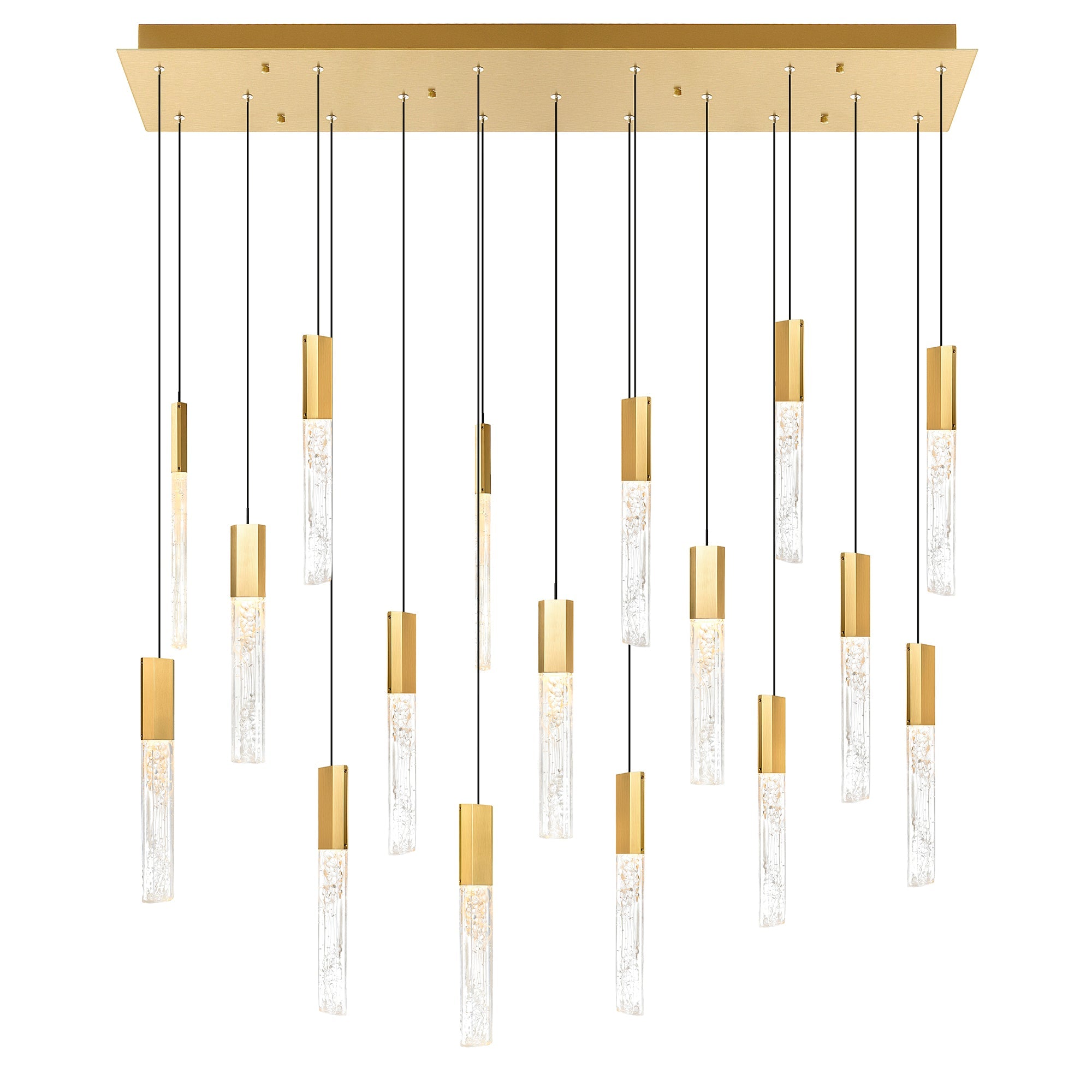 Greta Integrated LED 48in Brass Chandelier with Handcrafted Glass - CWI Lighting