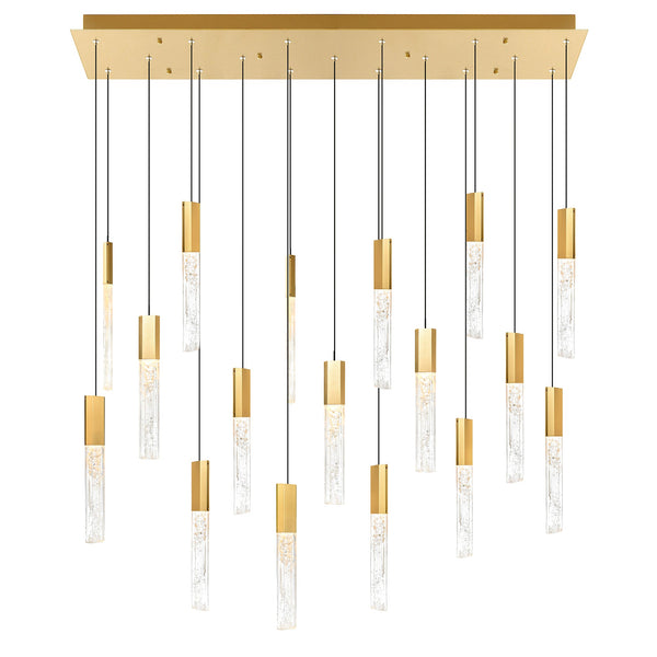 Greta Integrated LED 48in Brass Chandelier with Handcrafted Glass - CWI Lighting