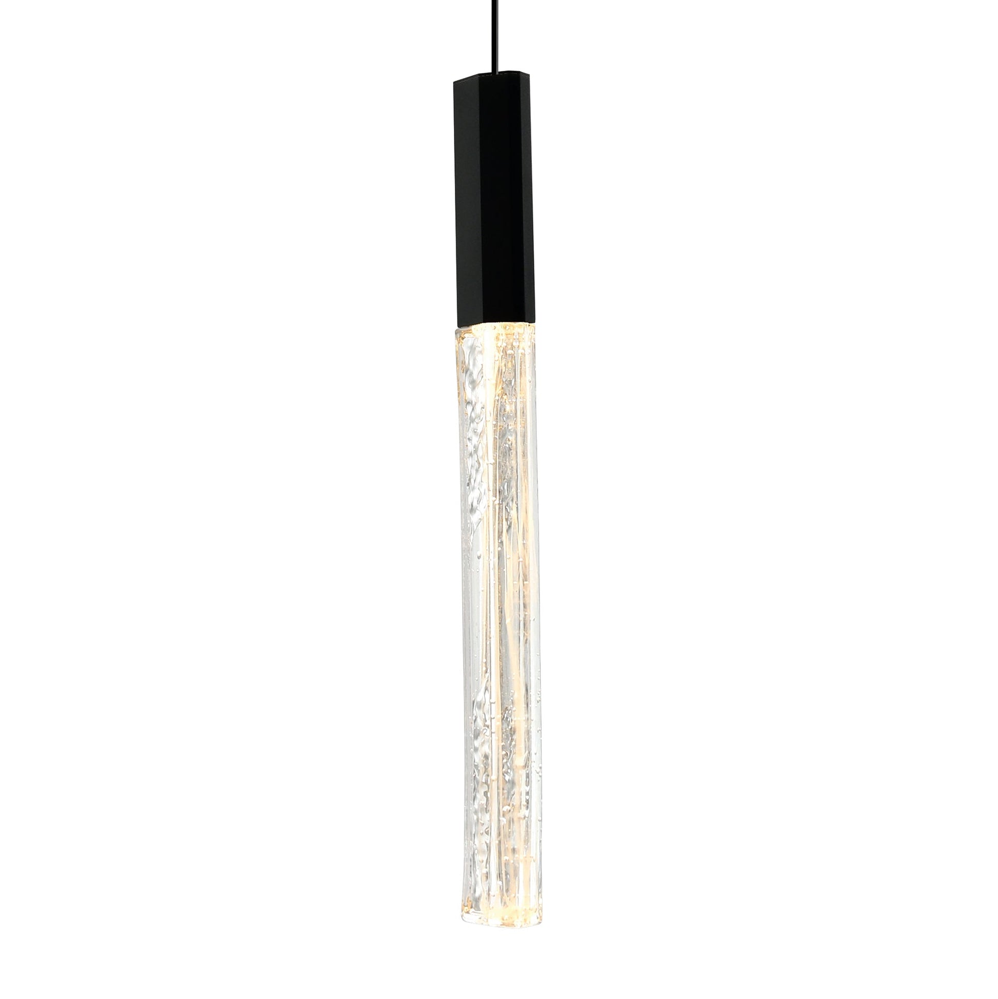 Greta Integrated LED 5in Black Mini Pendant with Handcrafted Glass - CWI Lighting
