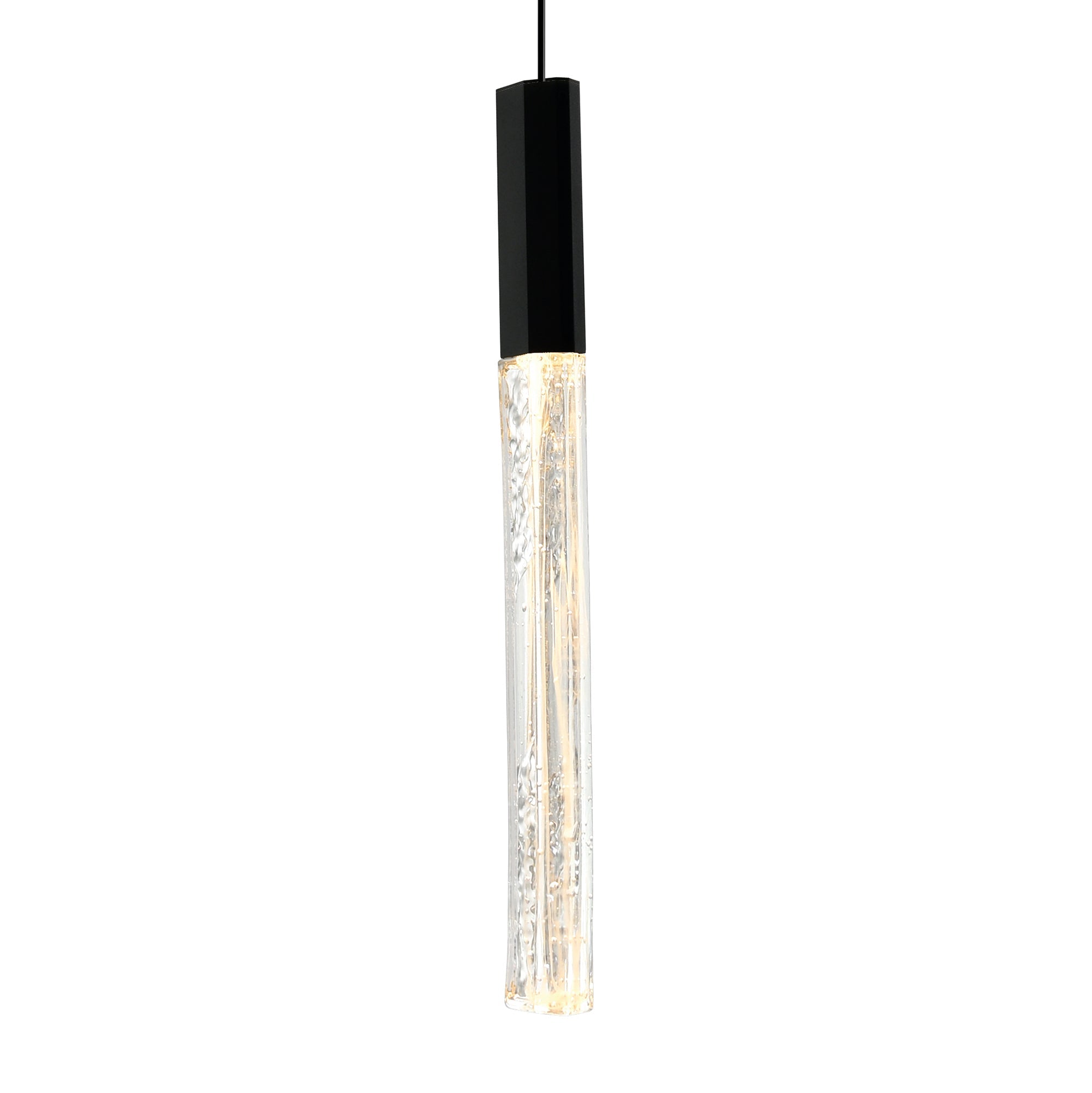 Greta Integrated LED 5in Black Mini Pendant with Handcrafted Glass - CWI Lighting