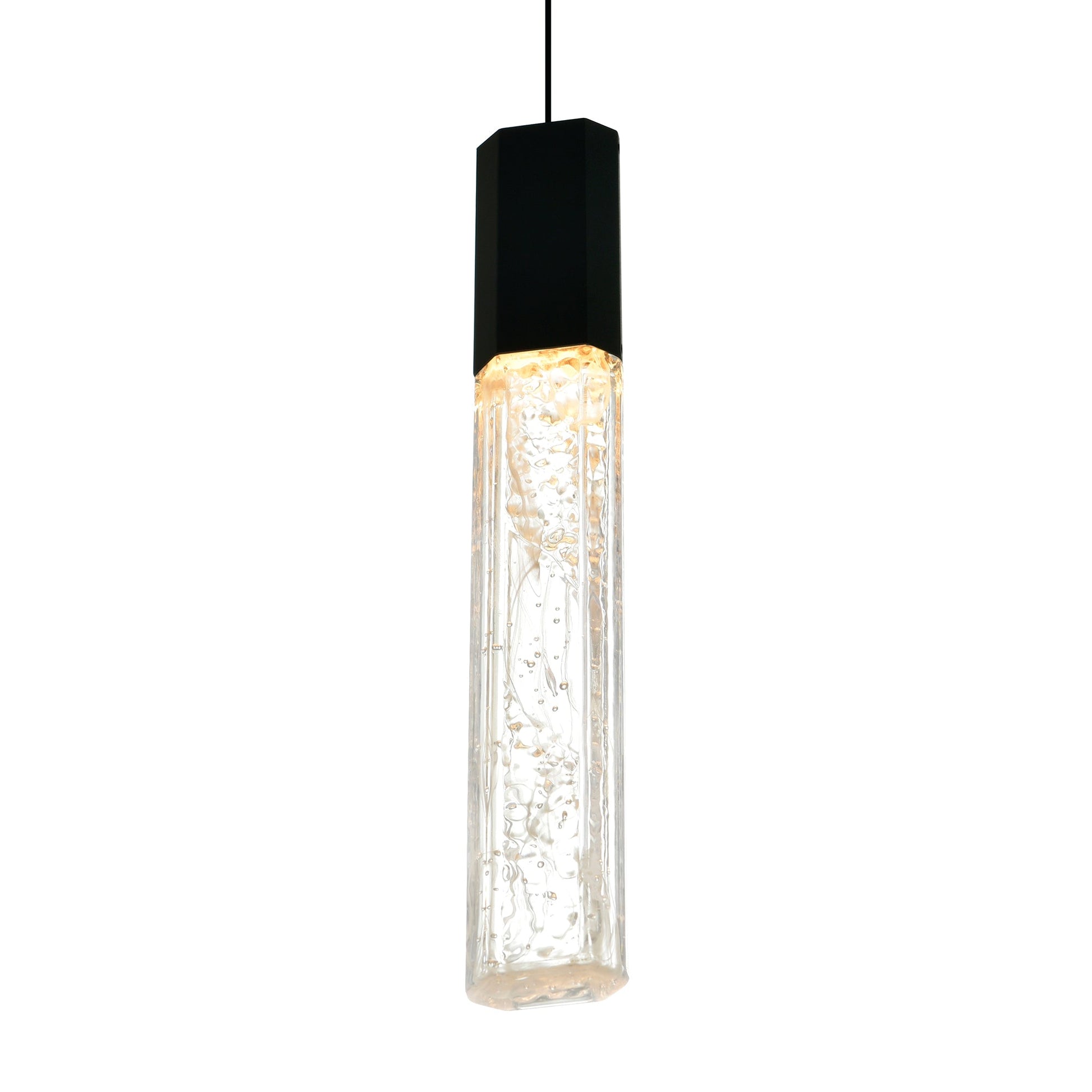 Greta Integrated LED 5in Black Mini Pendant with Handcrafted Glass - CWI Lighting