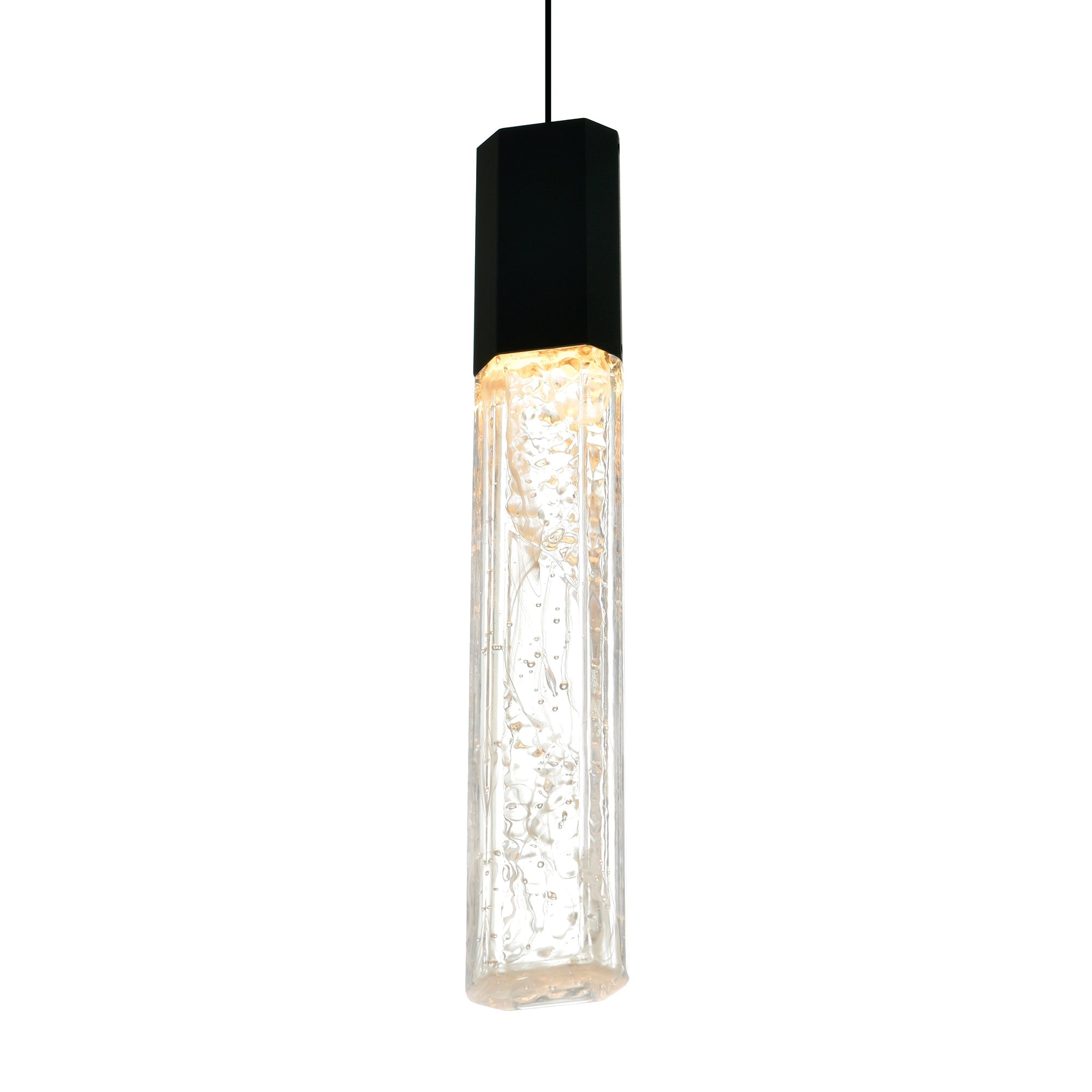 Greta Integrated LED 5in Black Mini Pendant with Handcrafted Glass - CWI Lighting