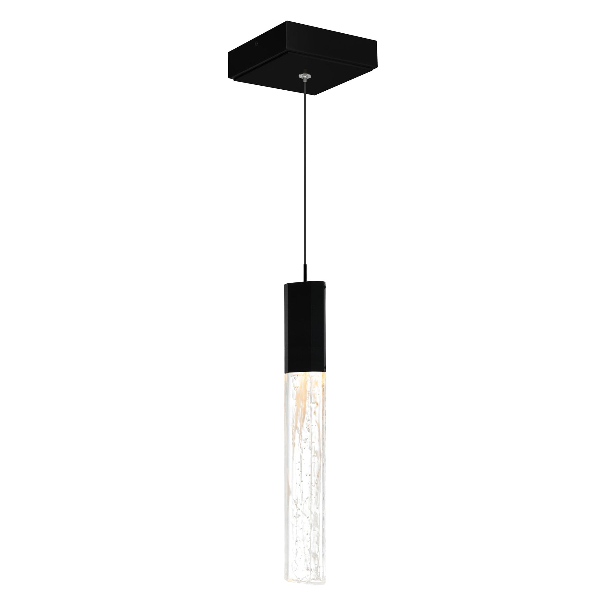 Greta Integrated LED 5in Black Mini Pendant with Handcrafted Glass - CWI Lighting