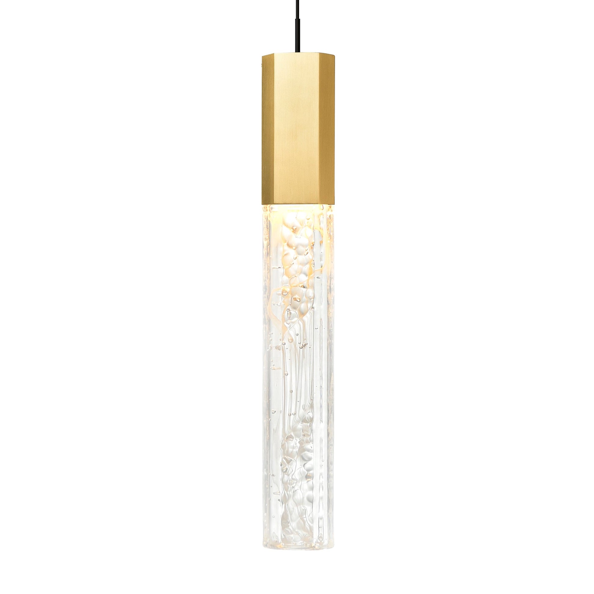 Greta Integrated LED 5in Brass Mini Pendant with Handcrafted Glass - CWI Lighting