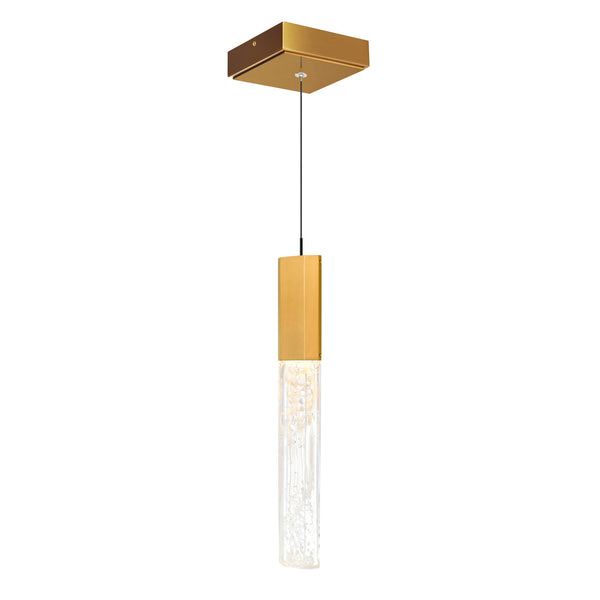 Greta Integrated LED 5in Brass Mini Pendant with Handcrafted Glass - CWI Lighting