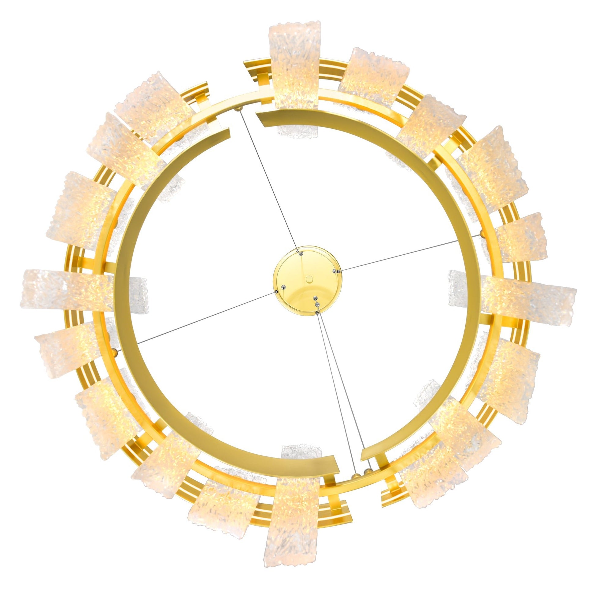 Guadiana Integrated LED 24in Satin Gold Chandelier with Handcrafted Glass - CWI Lighting