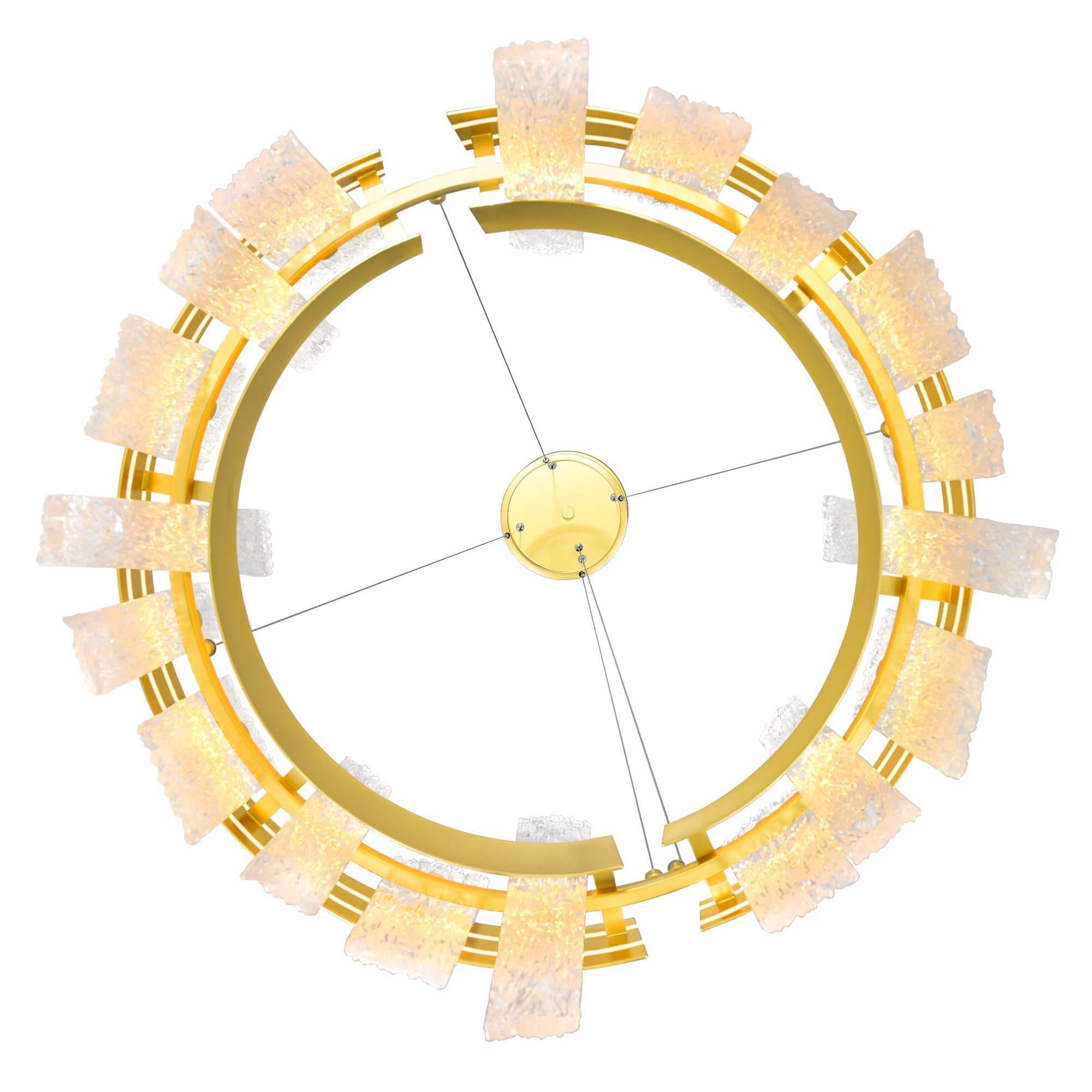 Guadiana Integrated LED 24in Satin Gold Chandelier with Handcrafted Glass - CWI Lighting