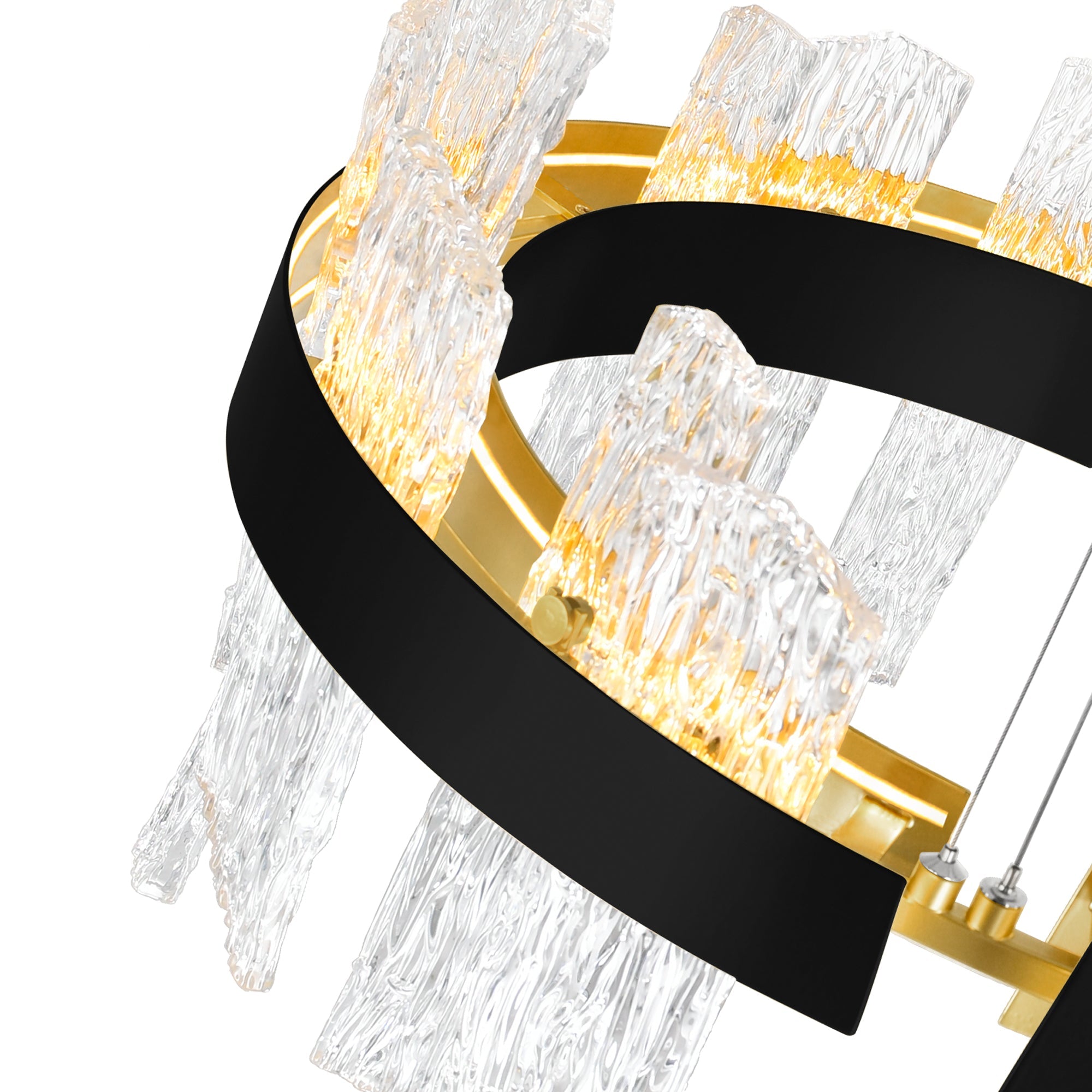 Guadiana Integrated LED 32in Black Chandelier with Handcrafted Glass - CWI Lighting