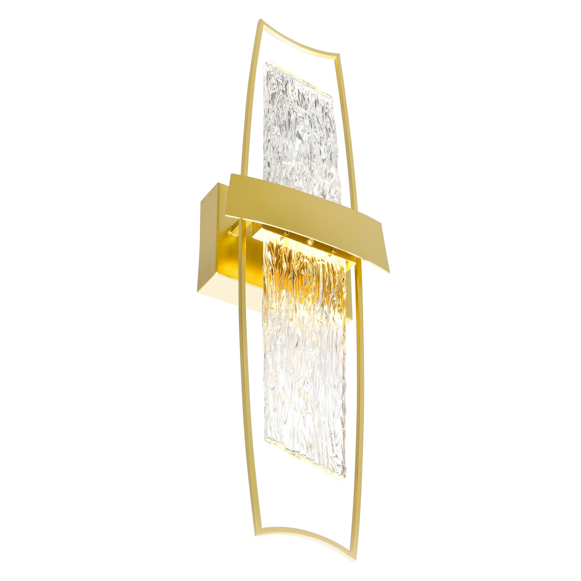 Guadiana Integrated LED 8in Satin Gold Wall Light with Handcrafted Glass - CWI Lighting