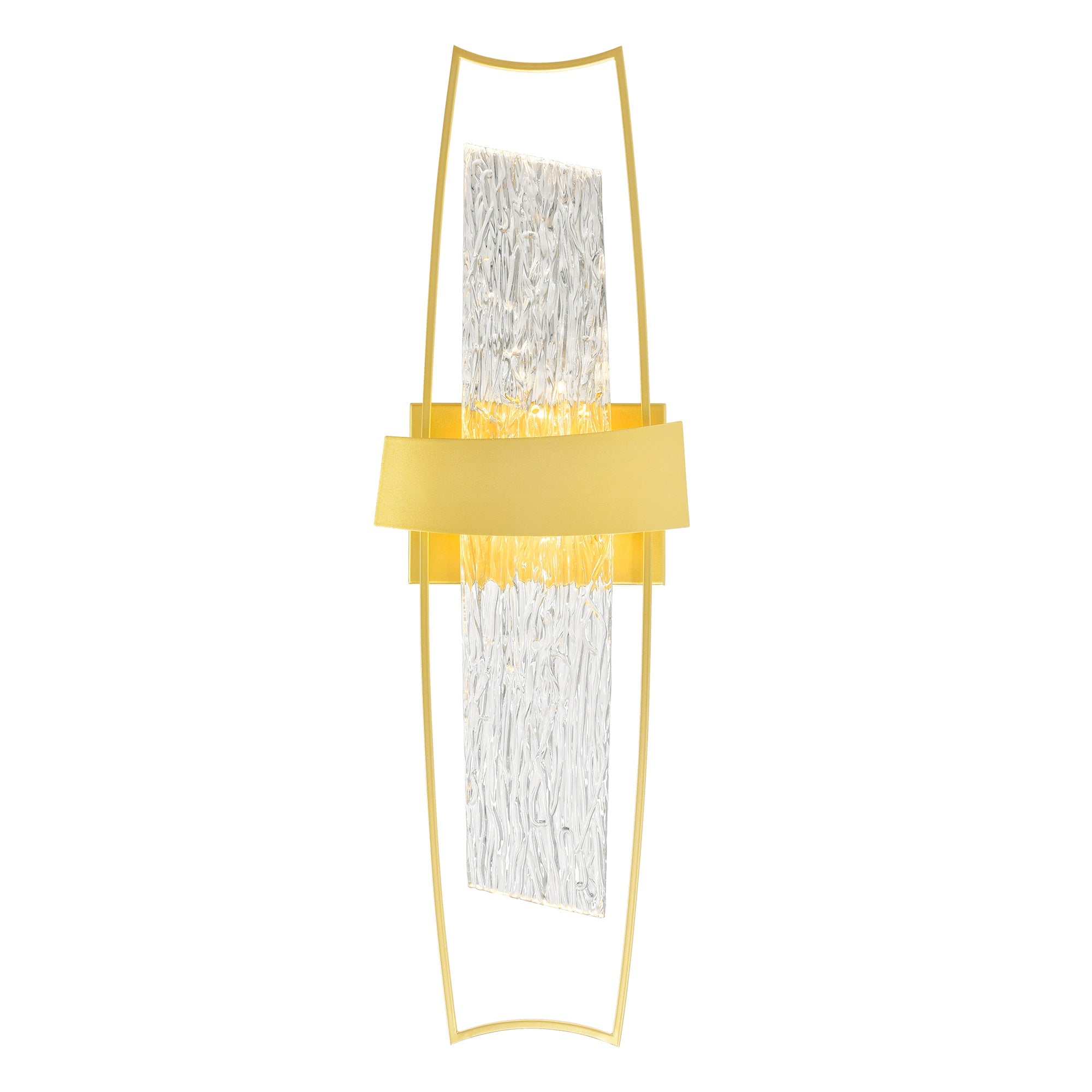 Guadiana Integrated LED 8in Satin Gold Wall Light with Handcrafted Glass - CWI Lighting