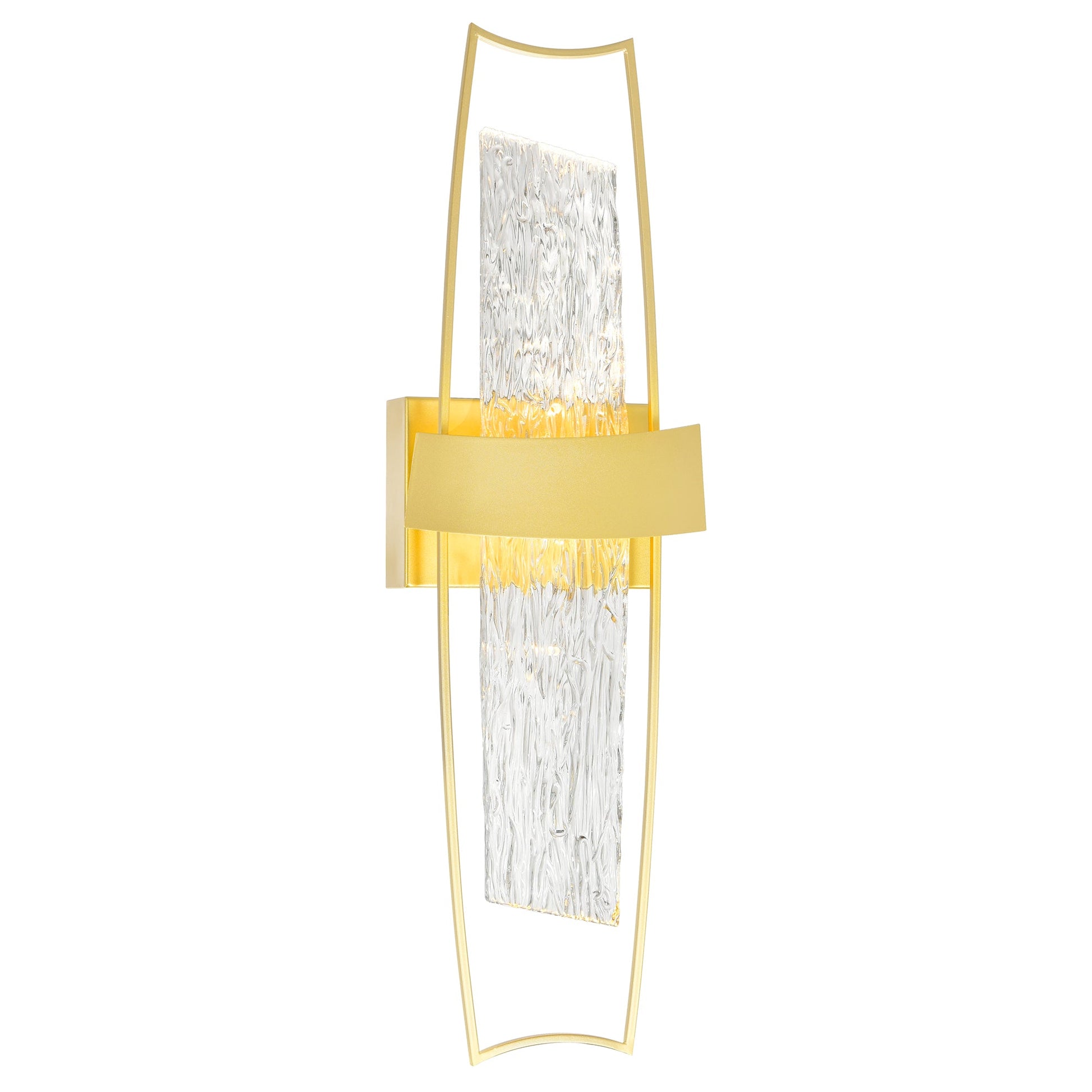 Guadiana Integrated LED 8in Satin Gold Wall Light with Handcrafted Glass - CWI Lighting