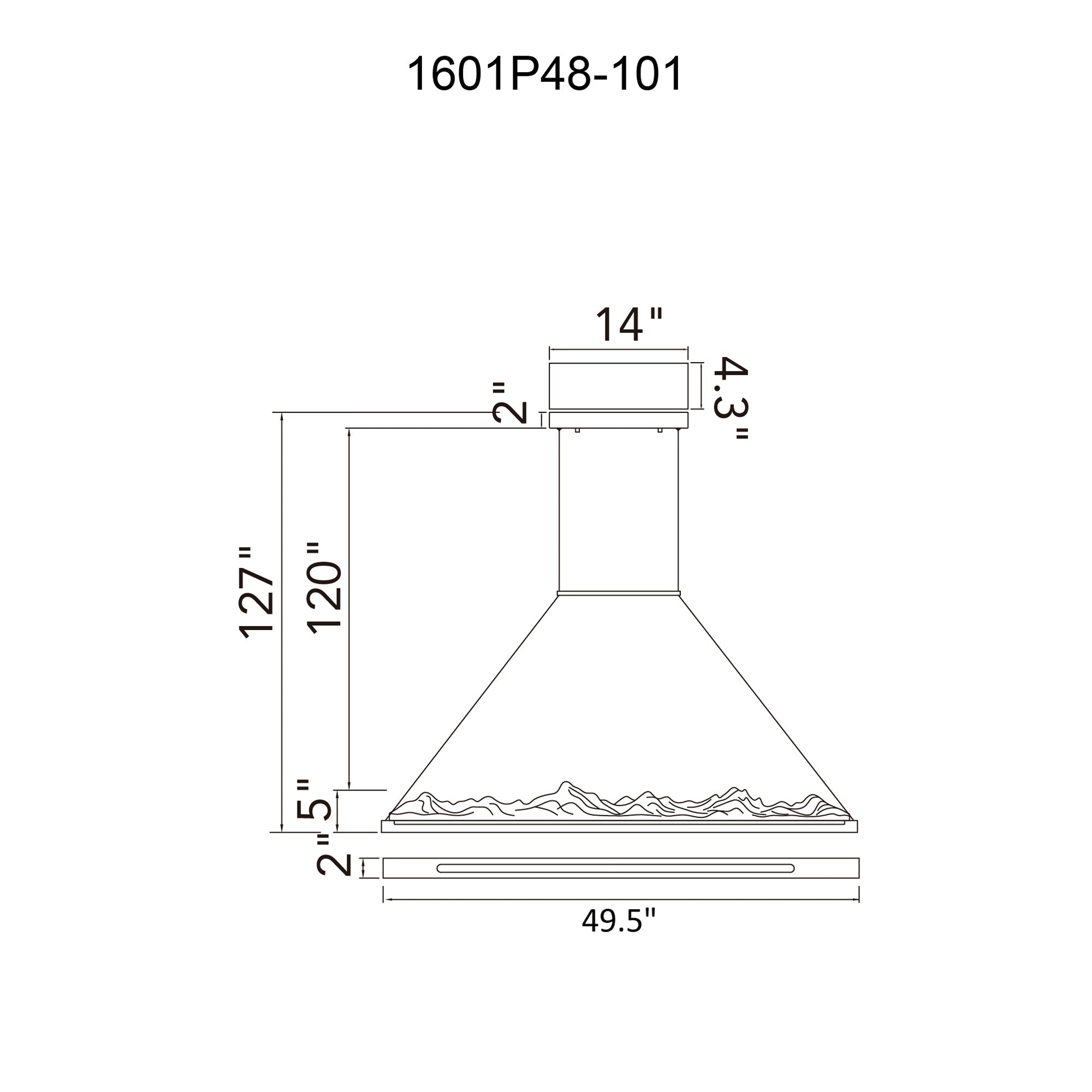 Himalayas Integrated LED 48in Black Chandelier with Handcrafted Glass - CWI Lighting