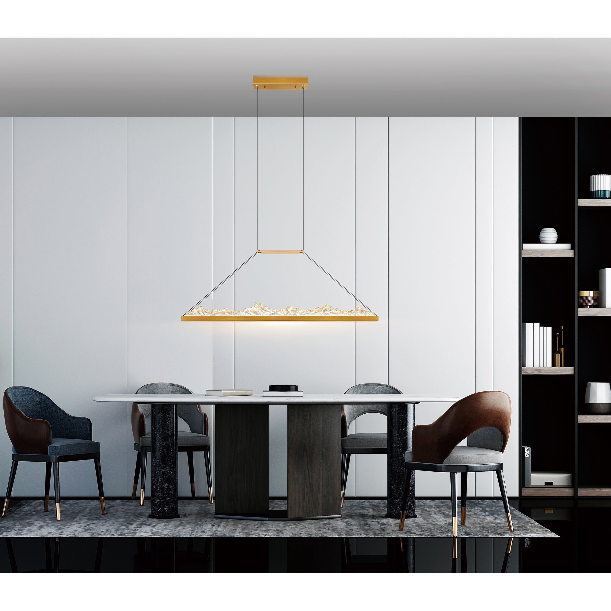 Himalayas Integrated LED 48in Brass Chandelier with Handcrafted Glass - CWI Lighting