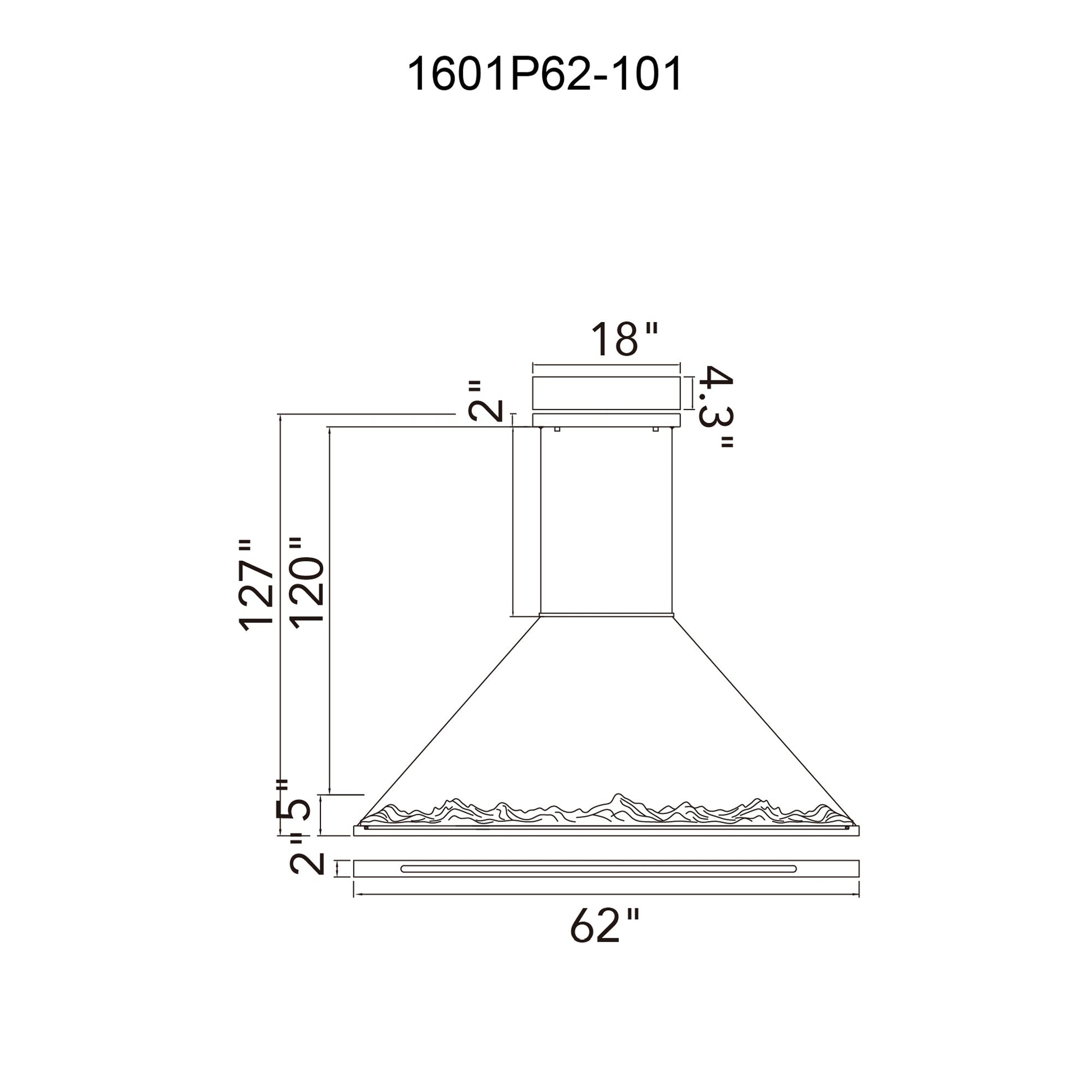 Himalayas Integrated LED 62in Black Chandelier with Handcrafted Glass - CWI Lighting