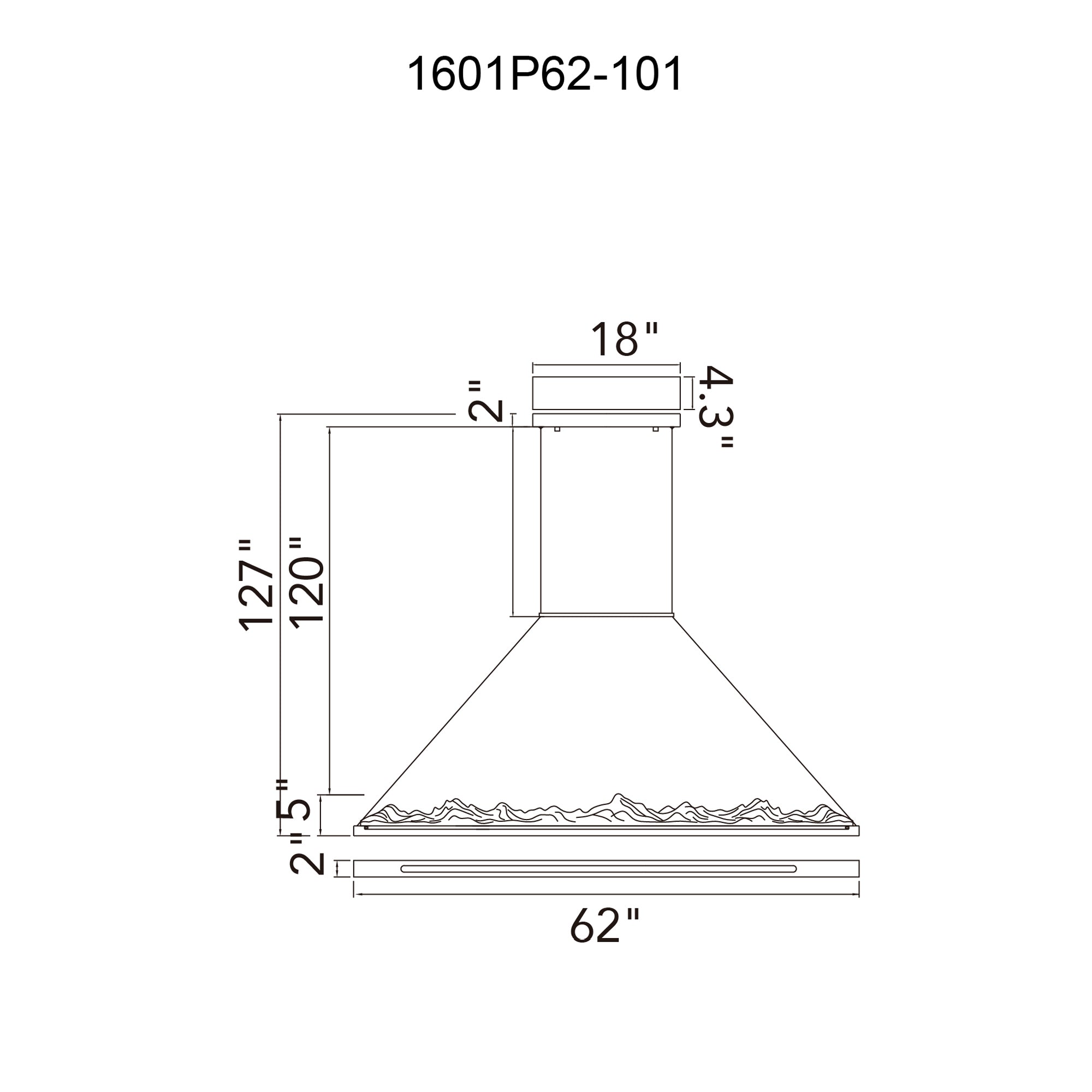 Himalayas Integrated LED 62in Black Chandelier with Handcrafted Glass - CWI Lighting