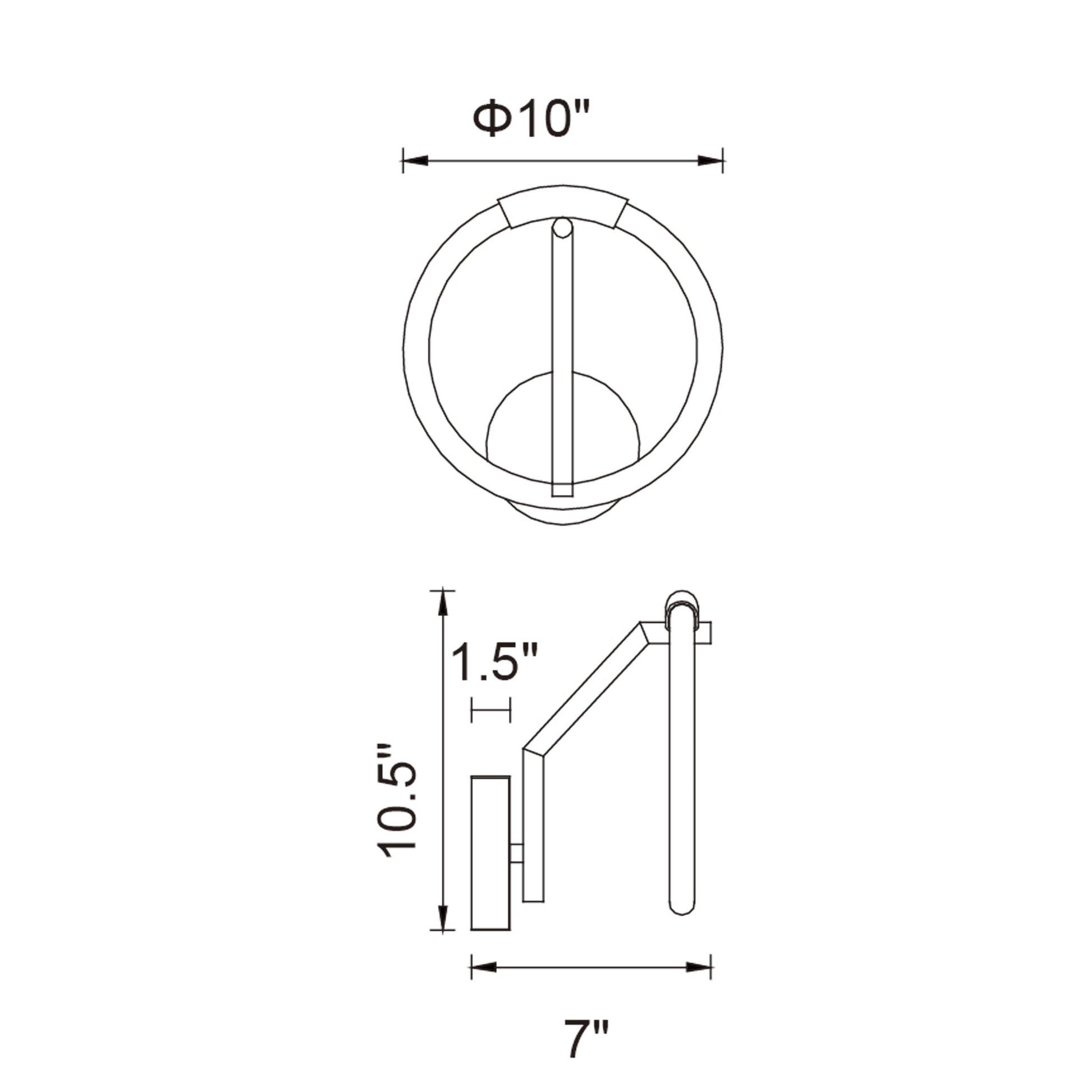 Hoops Integrated LED 10in Black Wall Sconce - CWI Lighting