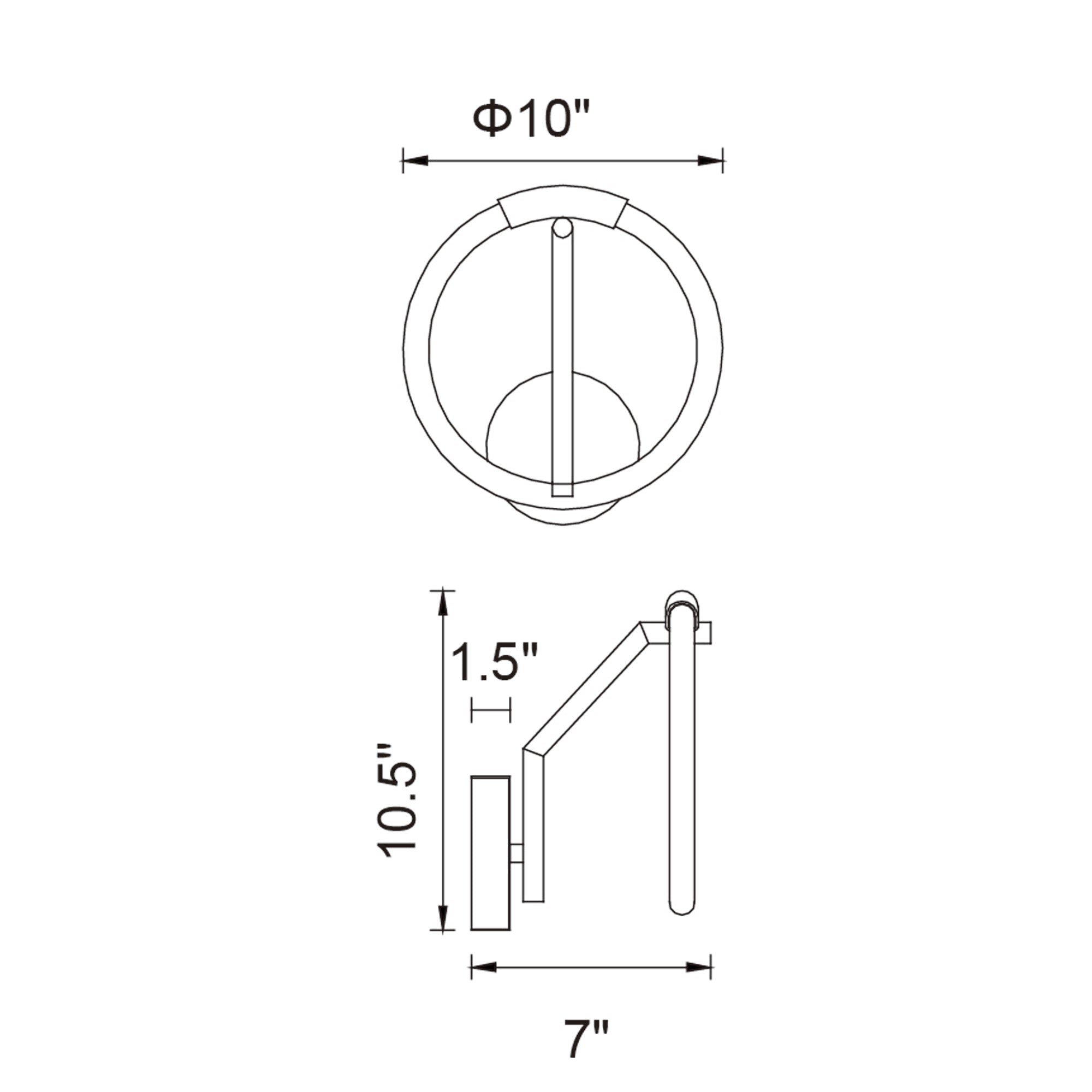 Hoops Integrated LED 10in Black Wall Sconce - CWI Lighting