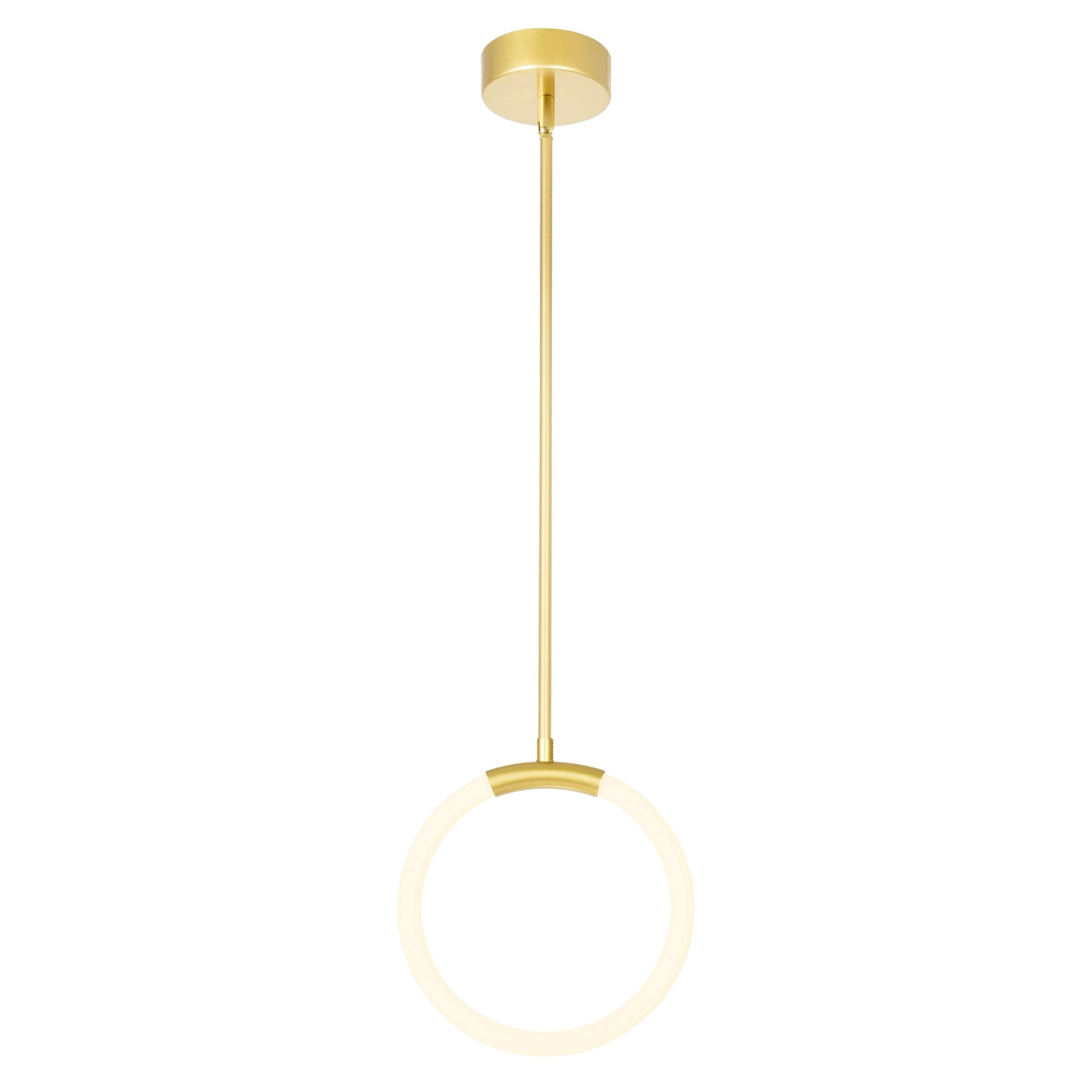 Hoops Integrated LED 10in Satin Gold Mini Pendant - CWI Lighting