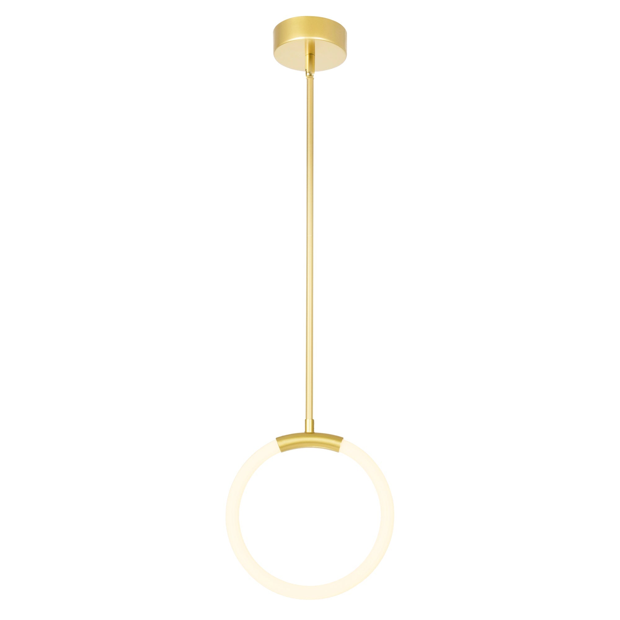 Hoops Integrated LED 10in Satin Gold Mini Pendant - CWI Lighting