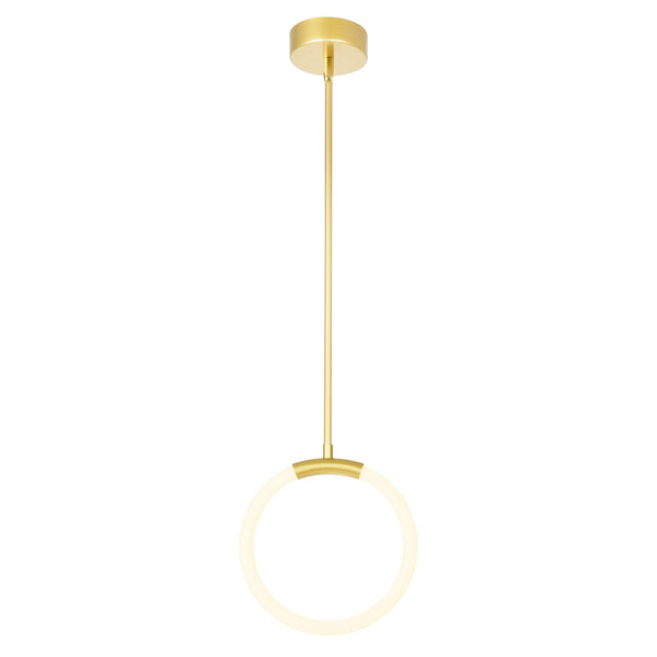 Hoops Integrated LED 10in Satin Gold Mini Pendant - CWI Lighting