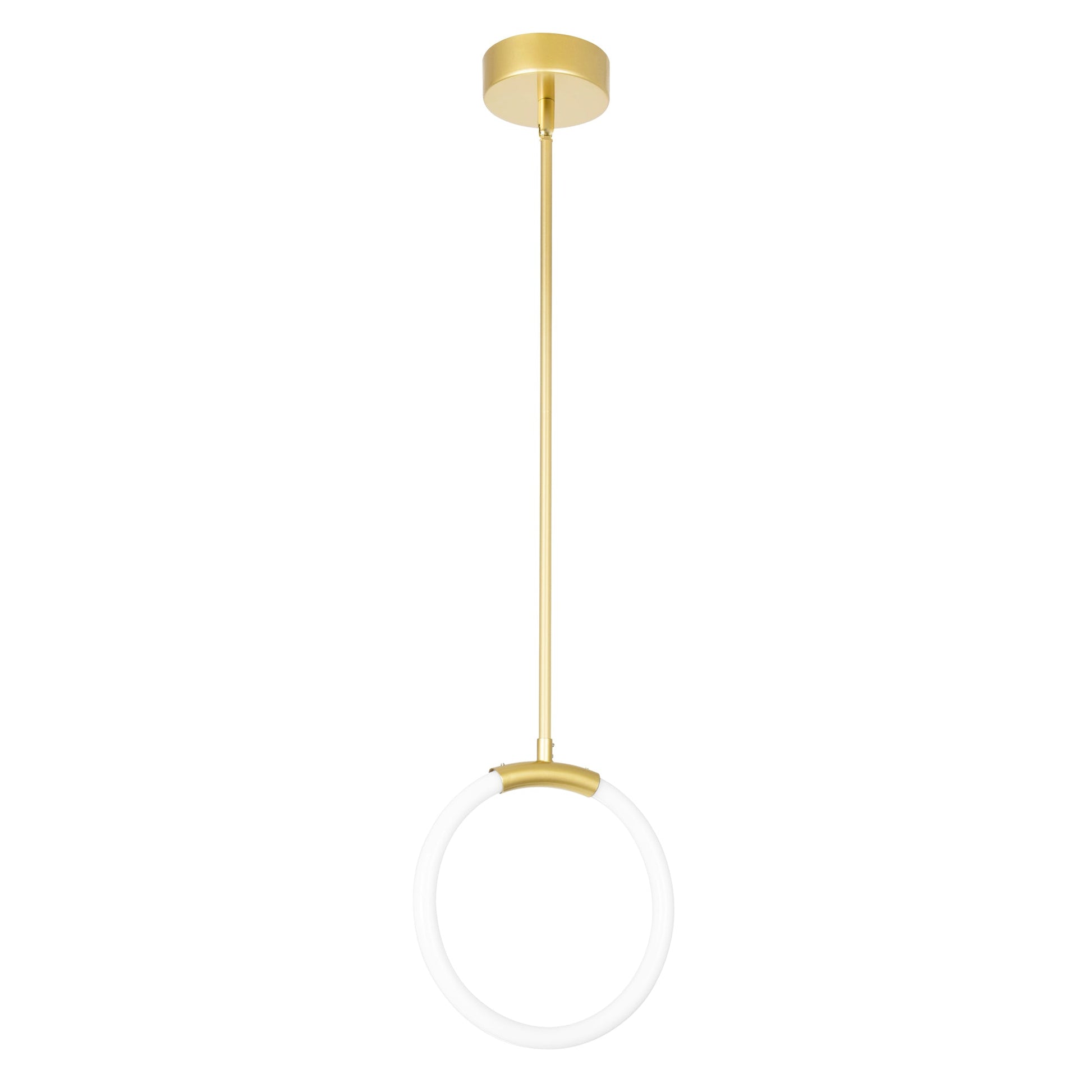 Hoops Integrated LED 10in Satin Gold Mini Pendant - CWI Lighting